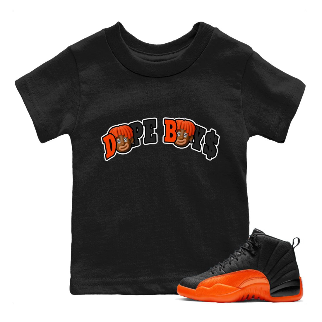 Dope Boys Kids Tops - Air Jordan 12 Brilliant Orange