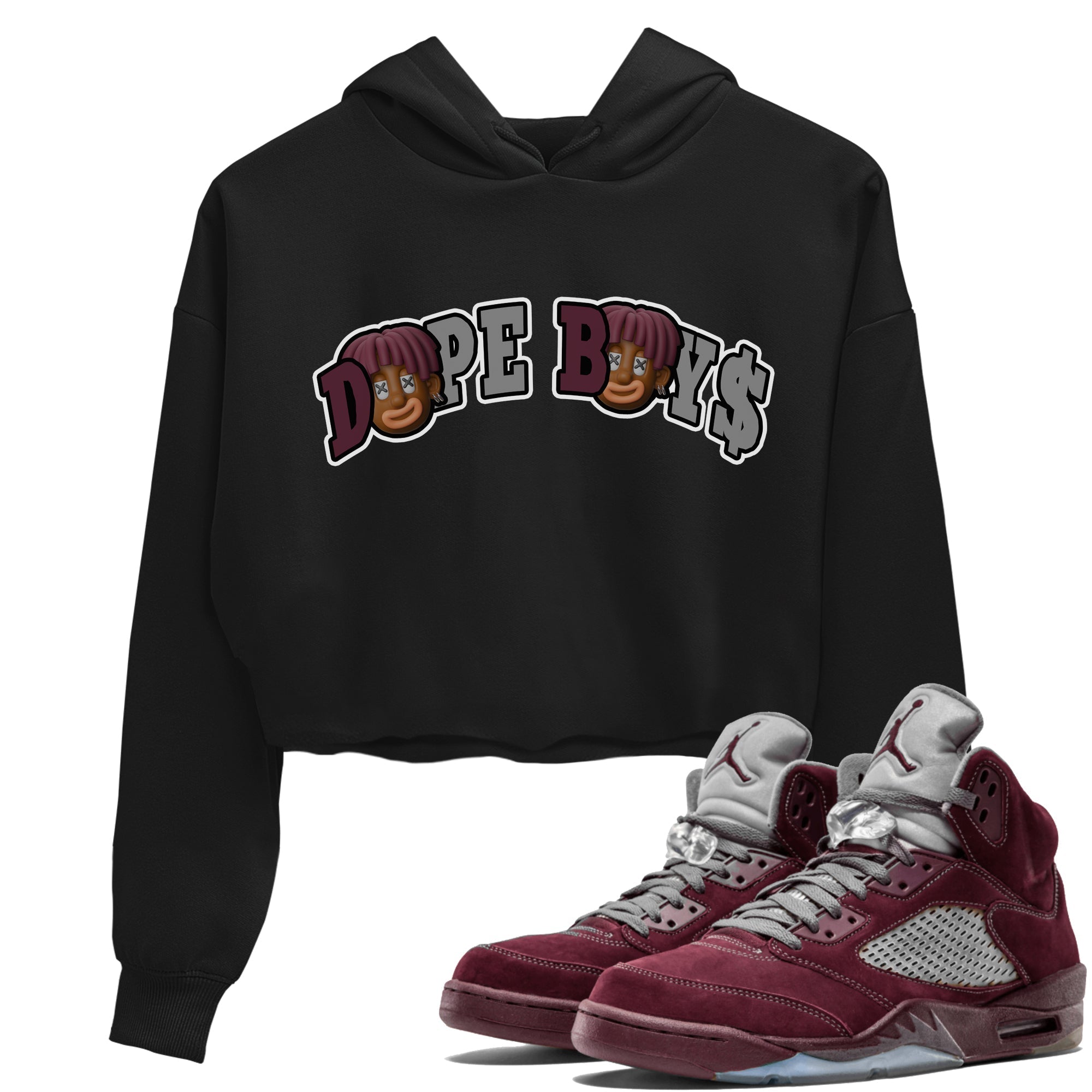 Dope Boys Women's Tops - Air Jordan 5 Burgundy