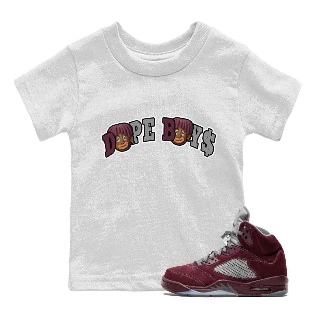 Dope Boys Kids Tops - Air Jordan 5 Burgundy