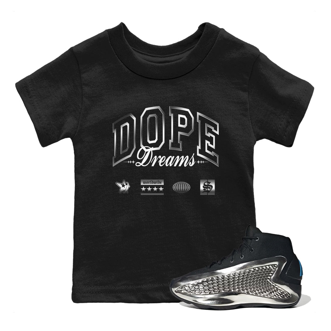 Dope Dreams snkmatch Tees Kids - AE 1 Silver Metallic