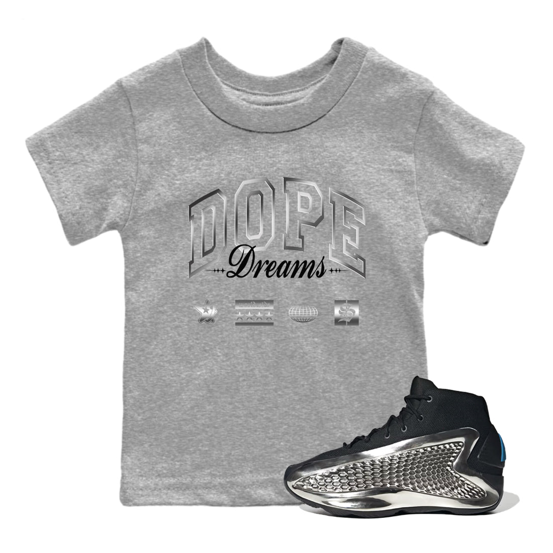 Dope Dreams snkmatch Tees Kids - AE 1 Silver Metallic