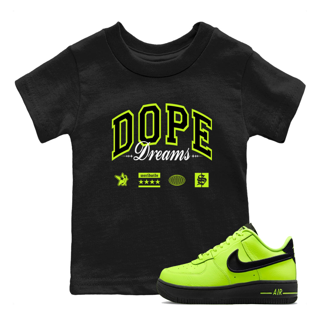 Dope Dreams snkmatch Tees Kids - Air Force 1 Volt