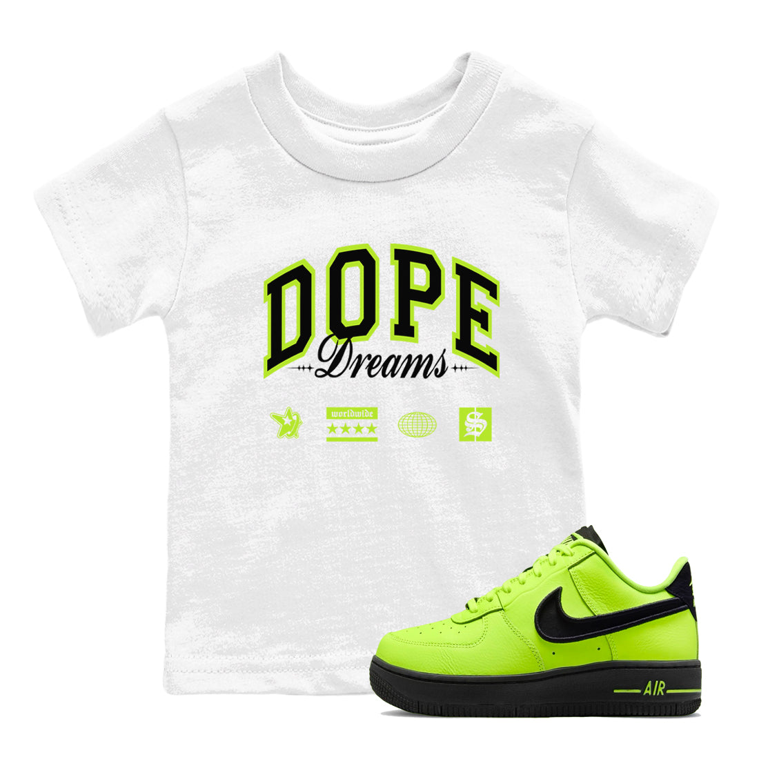 Dope Dreams snkmatch Tees Kids - Air Force 1 Volt
