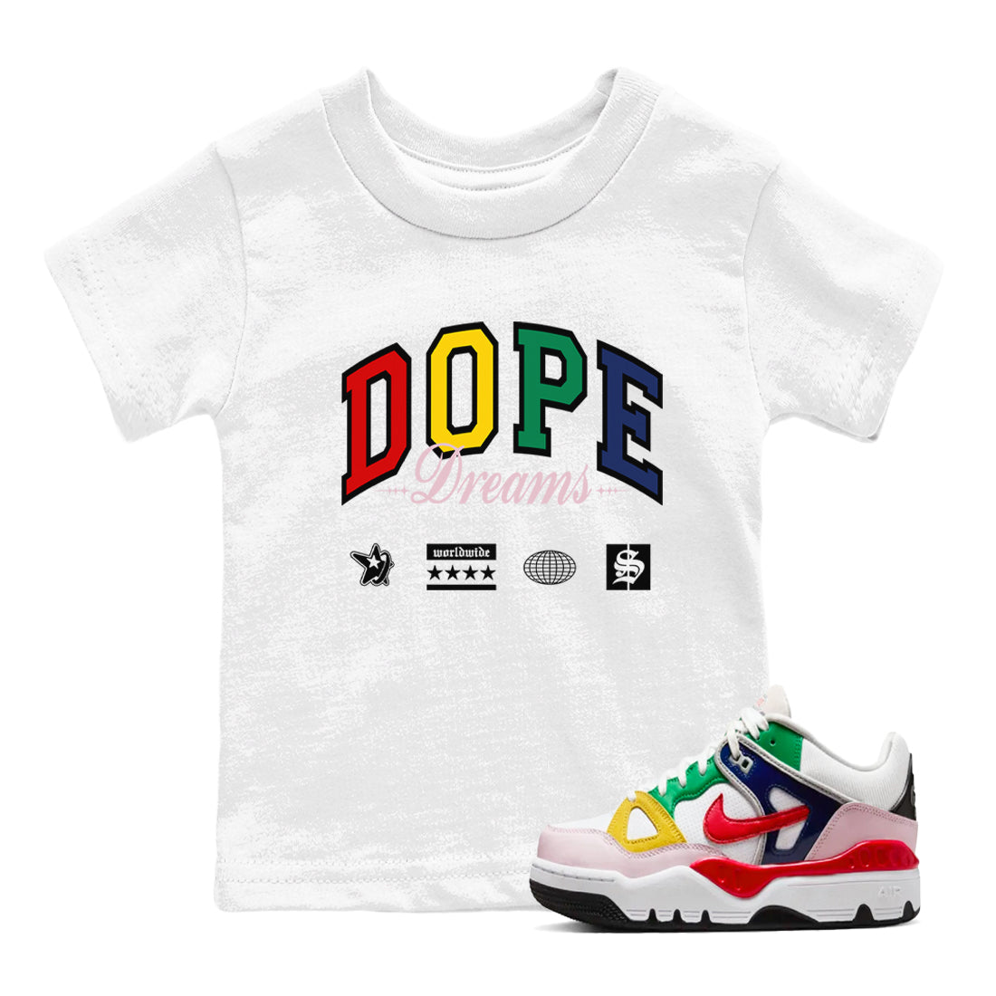 Dope Dreams snkmatch Tees Kids - Air Force 3 Blue Void and Tour Yellow
