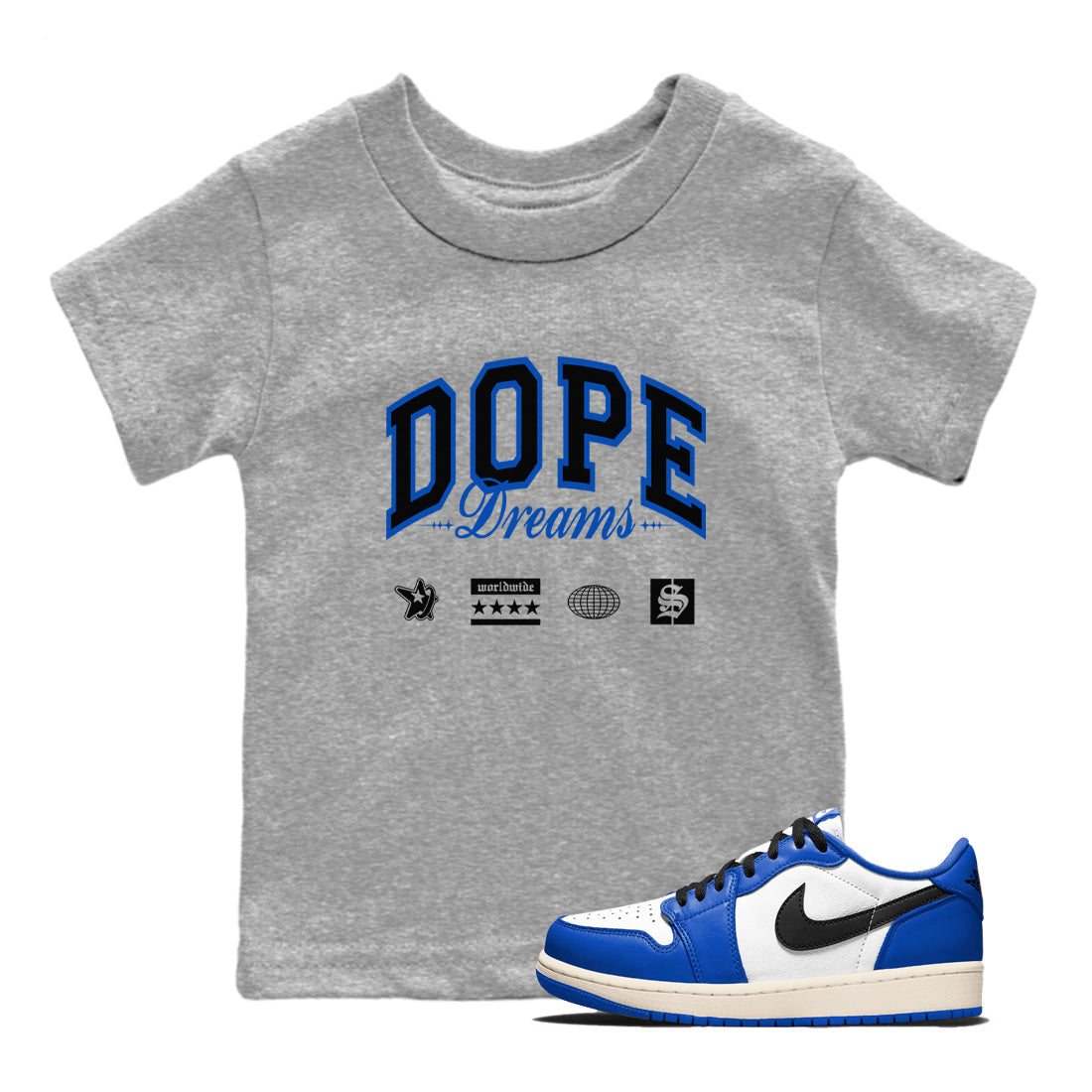 Dope Dreams snkmatch Tees Kids - Air Jordan 1 Game Royal