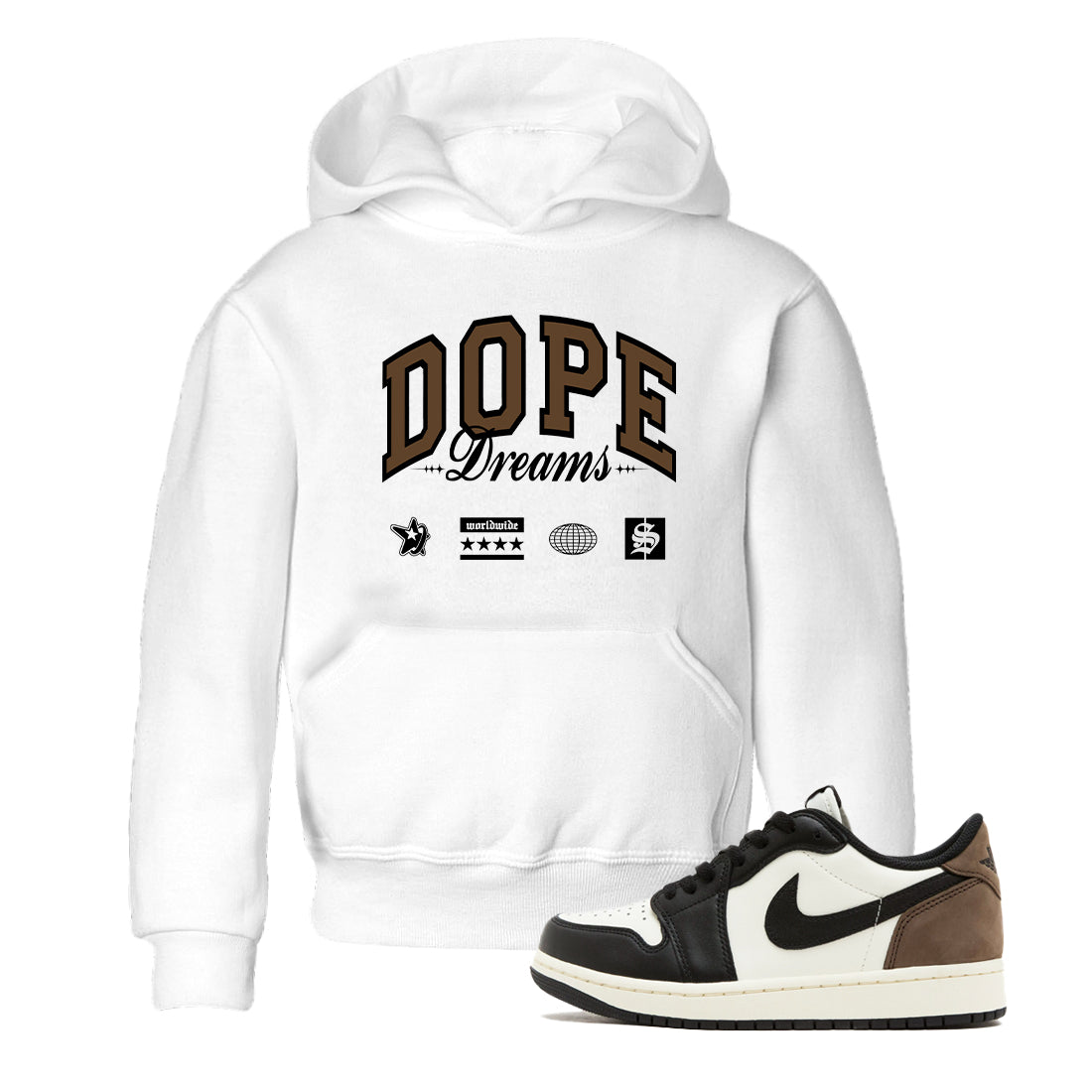 Dope Dreams snkmatch Tees Kids - Air Jordan 1 Mocha