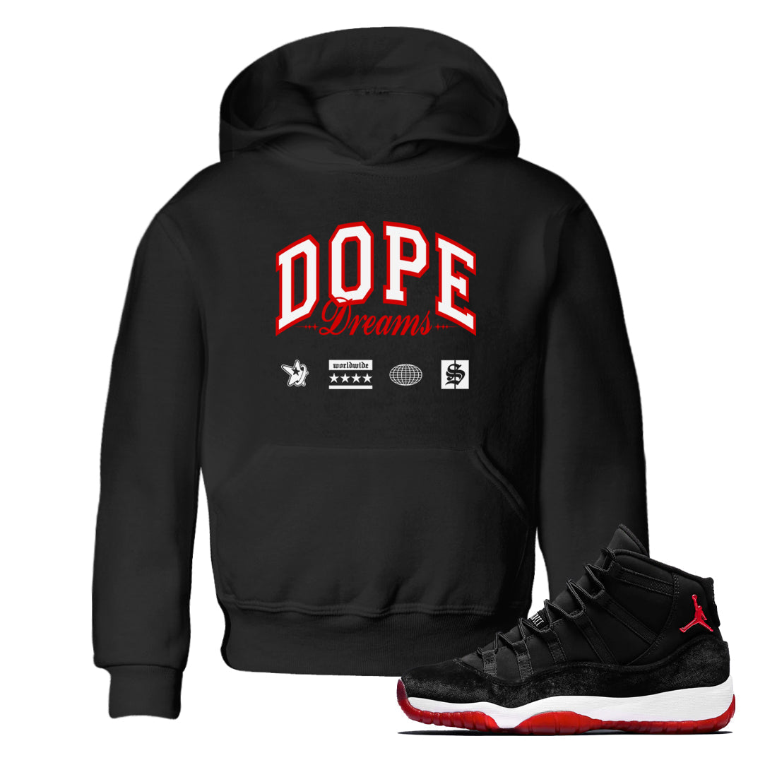 Dope Dreams snkmatch Tees Kids - Air Jordan 11 Bred Velvet