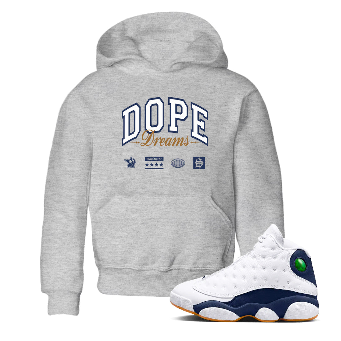 Dope Dreams snkmatch Tees Kids - Air Jordan 13 Midnight Navy
