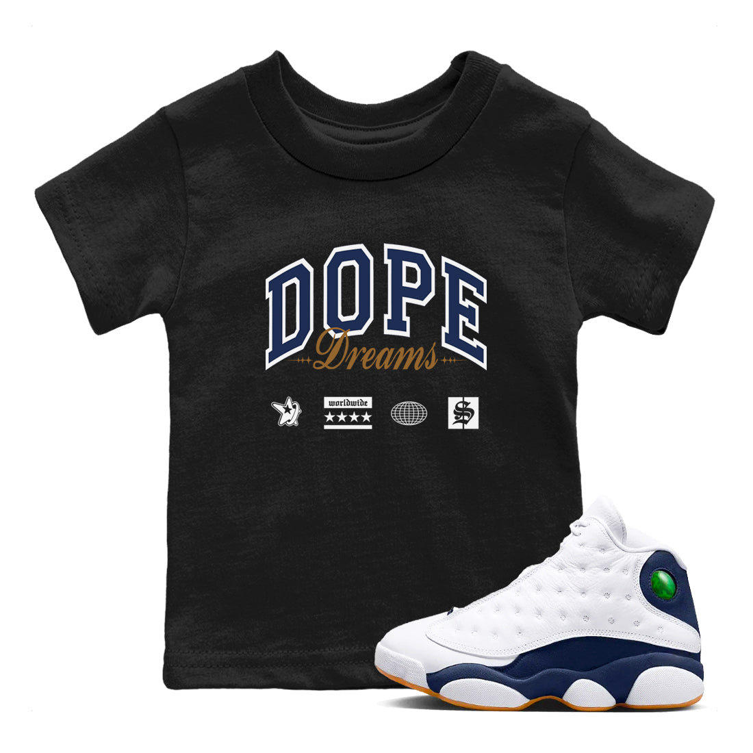 Dope Dreams snkmatch Tees Kids - Air Jordan 13 Midnight Navy