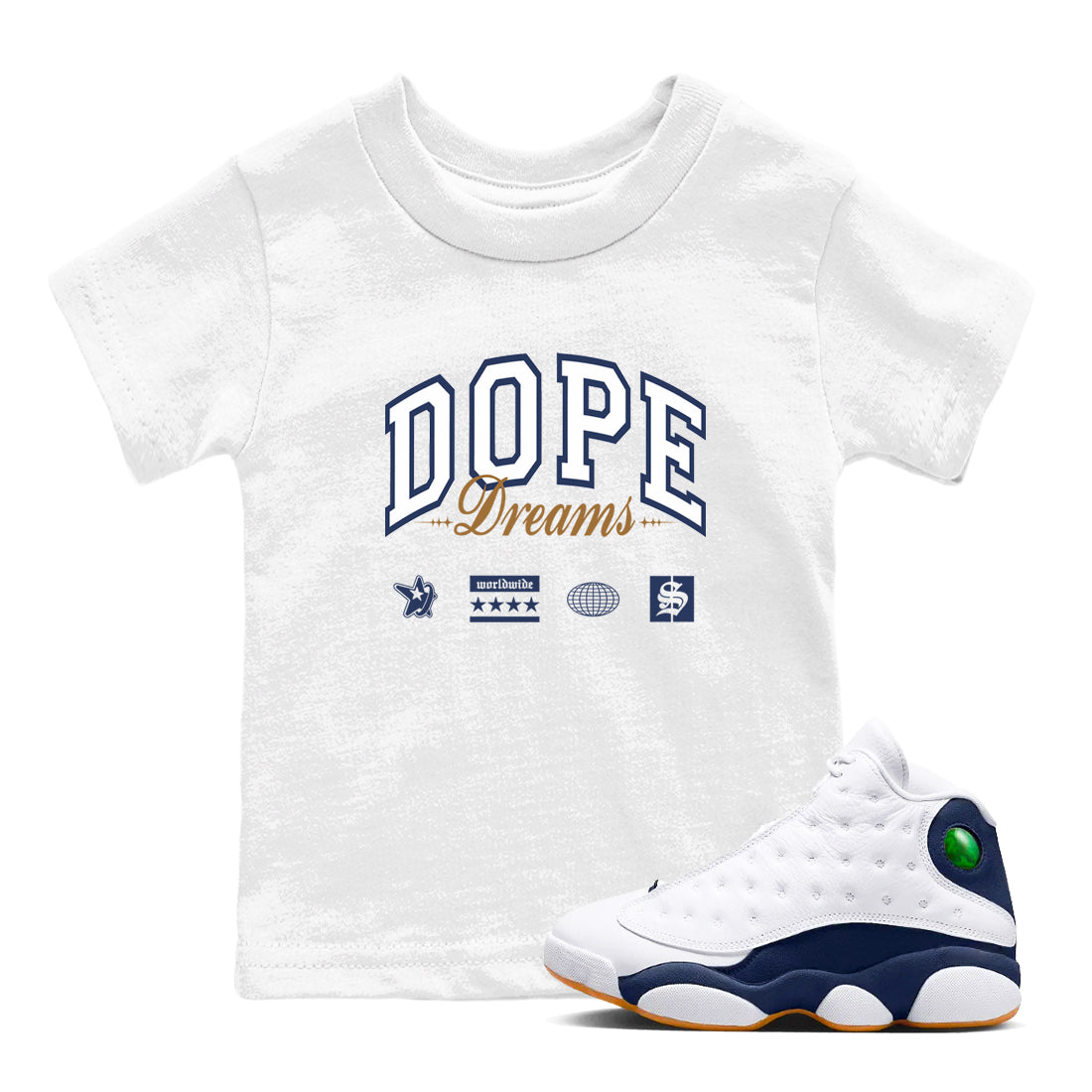 Dope Dreams snkmatch Tees Kids - Air Jordan 13 Midnight Navy