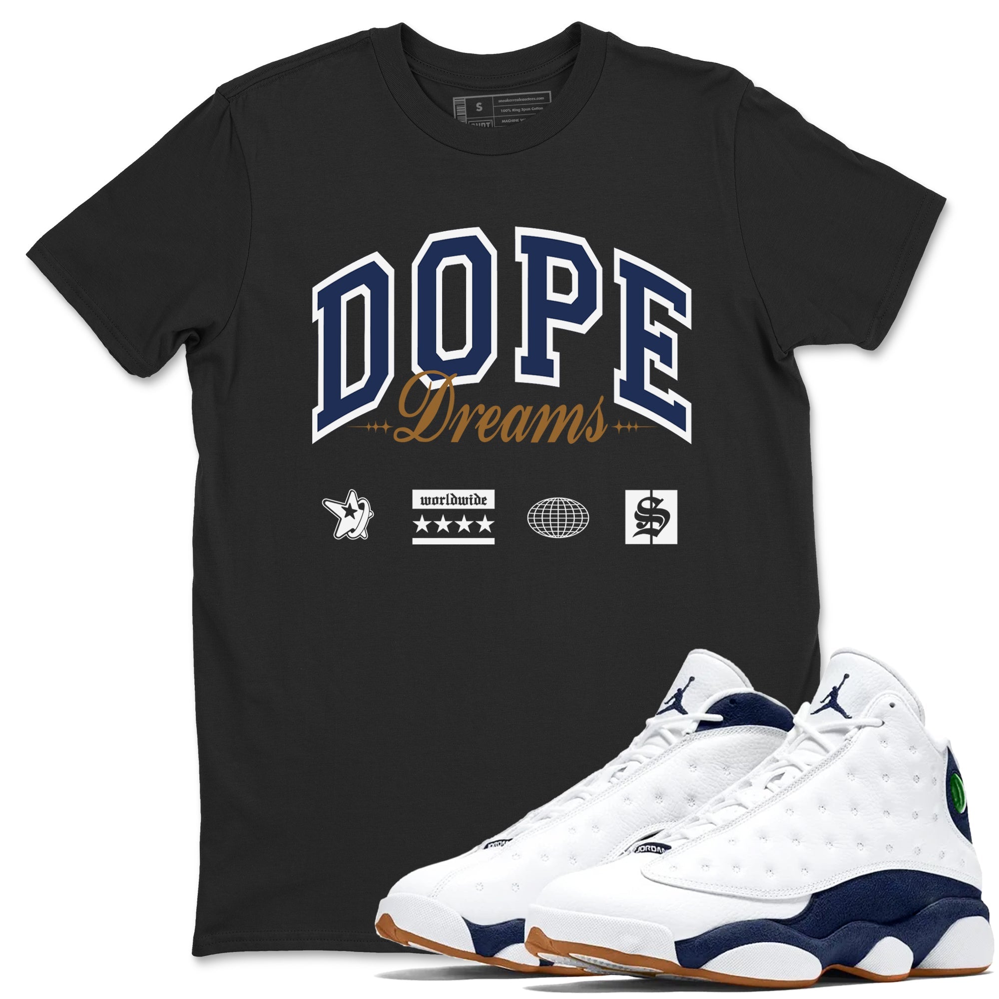 Dope Dreams snkmatch Tees - Air Jordan 13 Midnight Navy