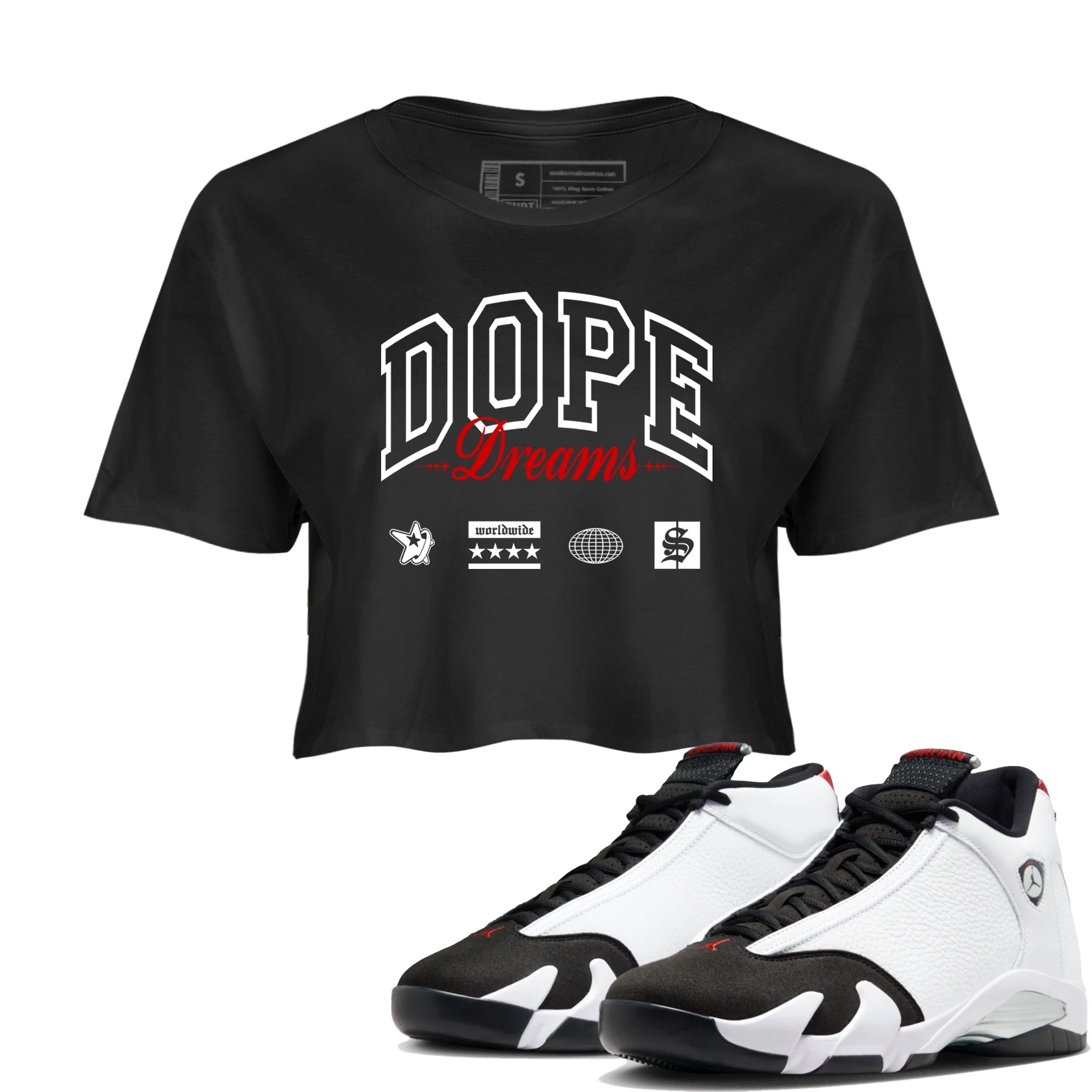 Dope Dreams snkmatch Women's Top - Air Jordan 14 Black Toe