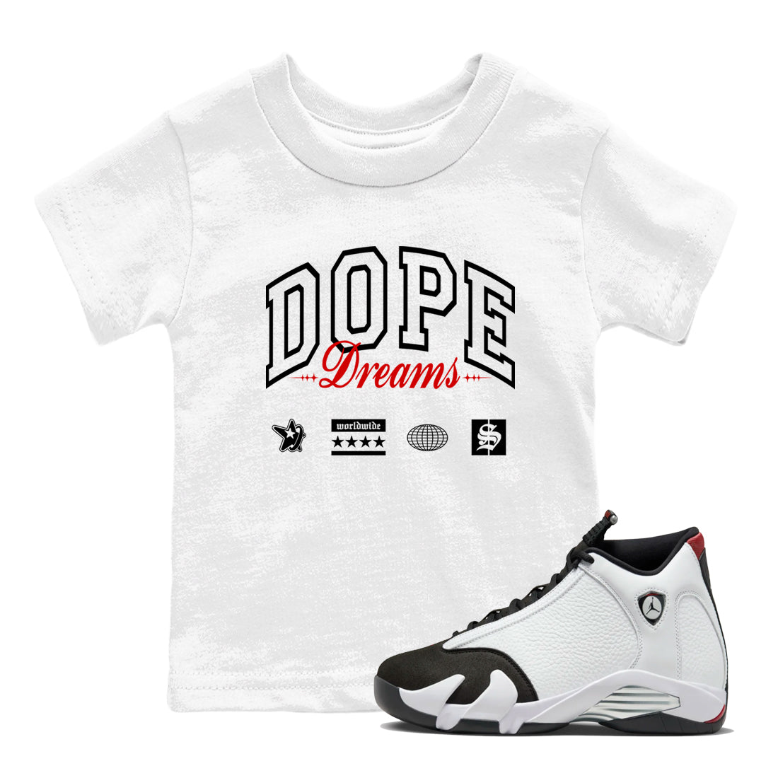 Dope Dreams snkmatch Tees Kids - Air Jordan 14 Black Toe