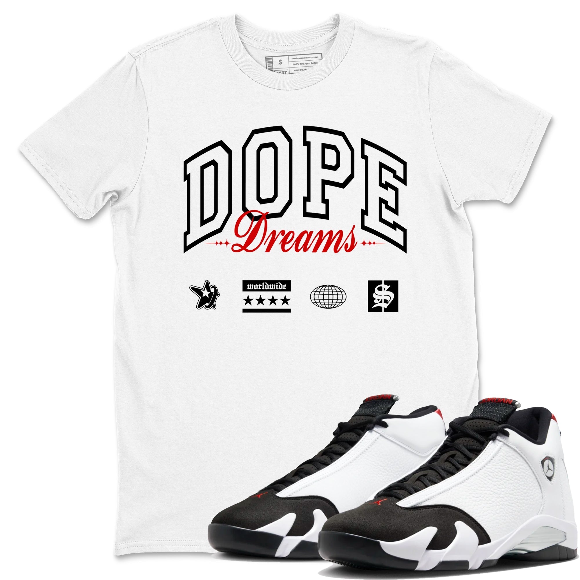 Dope Dreams snkmatch Tees - Air Jordan 14 Black Toe