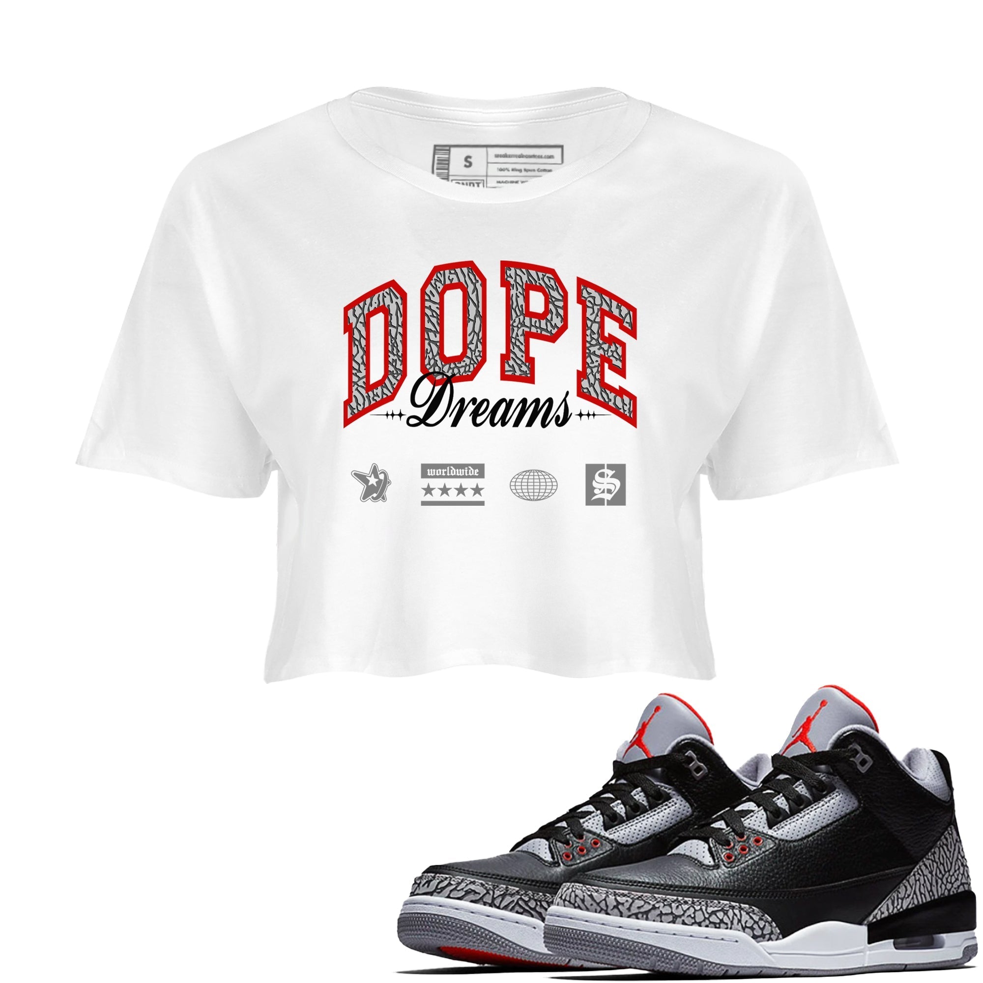 Dope Dreams snkmatch Women's Top - Air Jordan 3 Black Cement