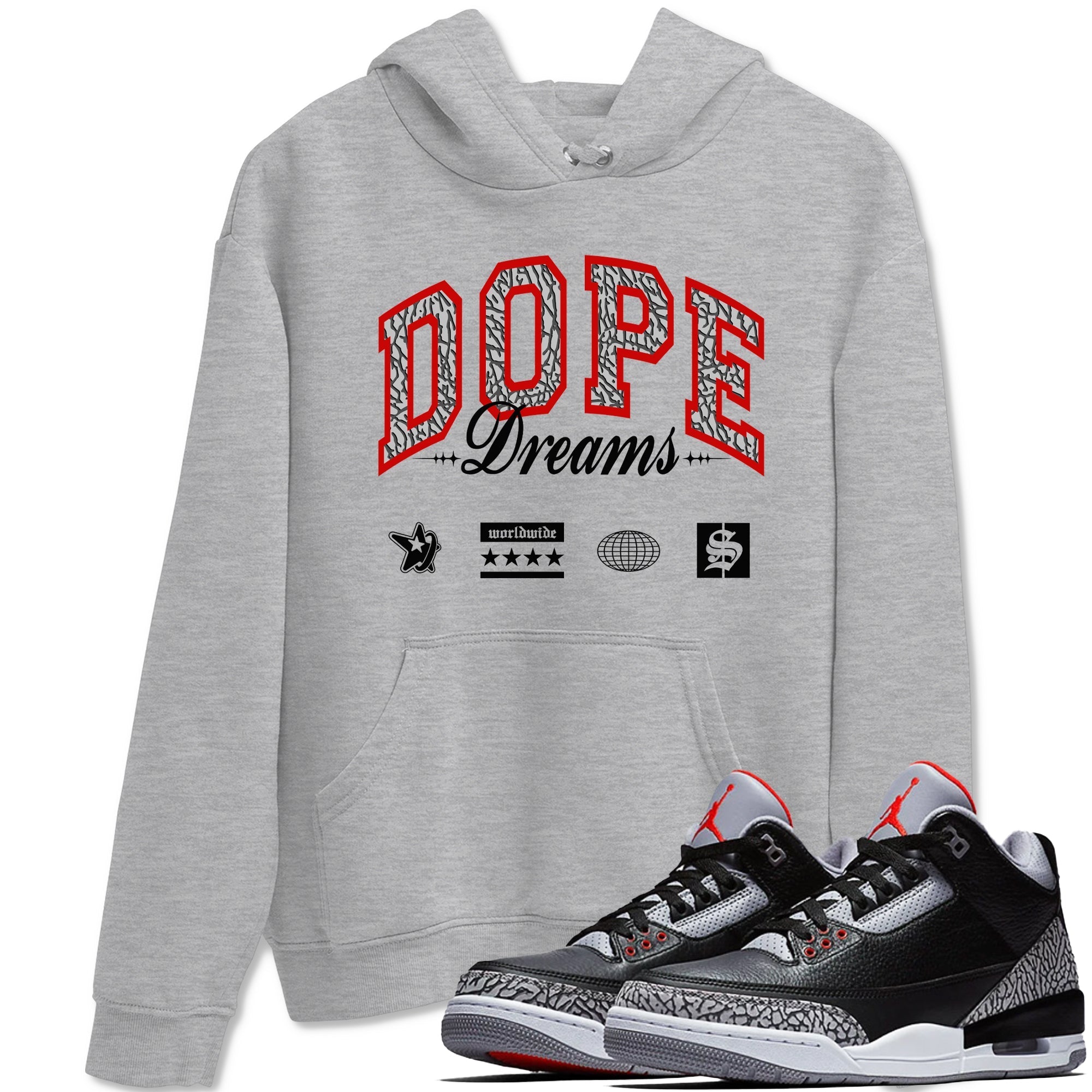 Dope Dreams snkmatch Tees - Air Jordan 3 Black Cement