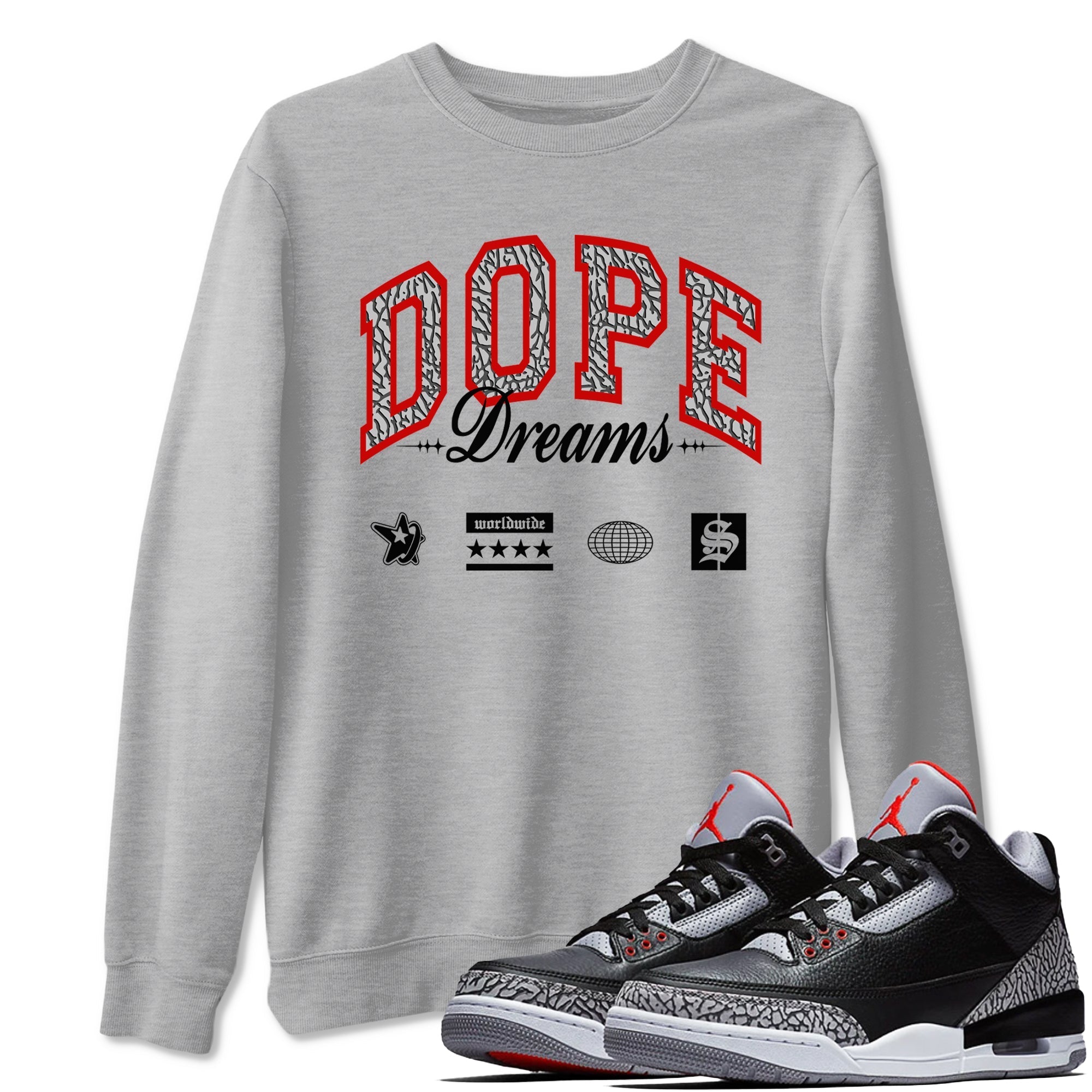 Dope Dreams snkmatch Tees - Air Jordan 3 Black Cement