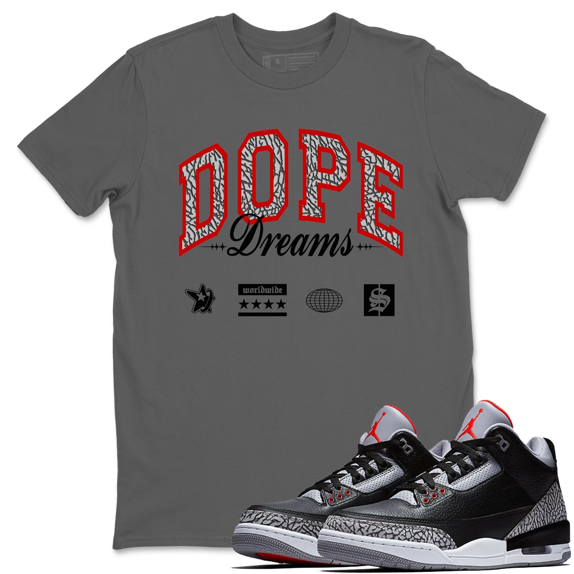 Dope Dreams snkmatch Tees - Air Jordan 3 Black Cement