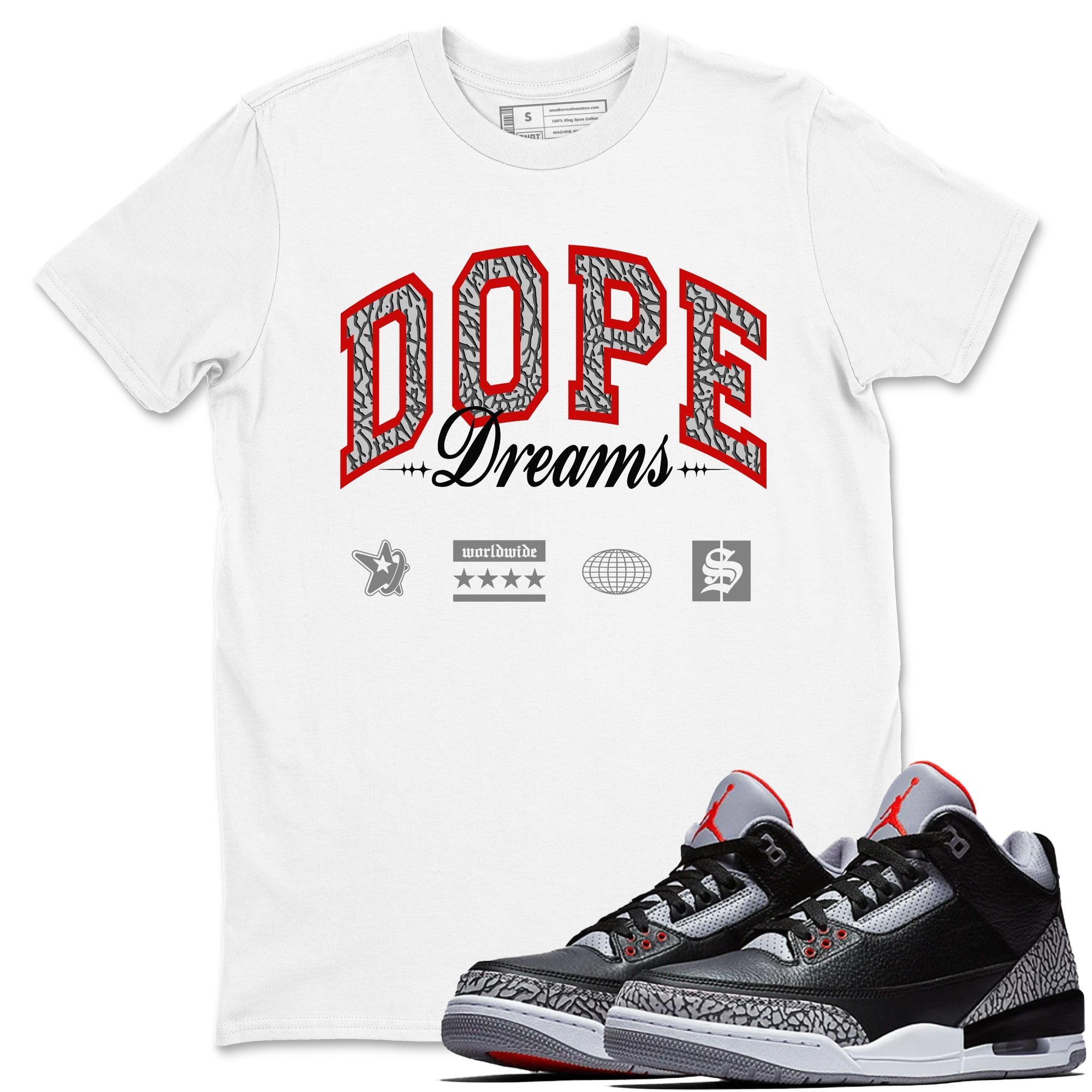Dope Dreams snkmatch Tees - Air Jordan 3 Black Cement