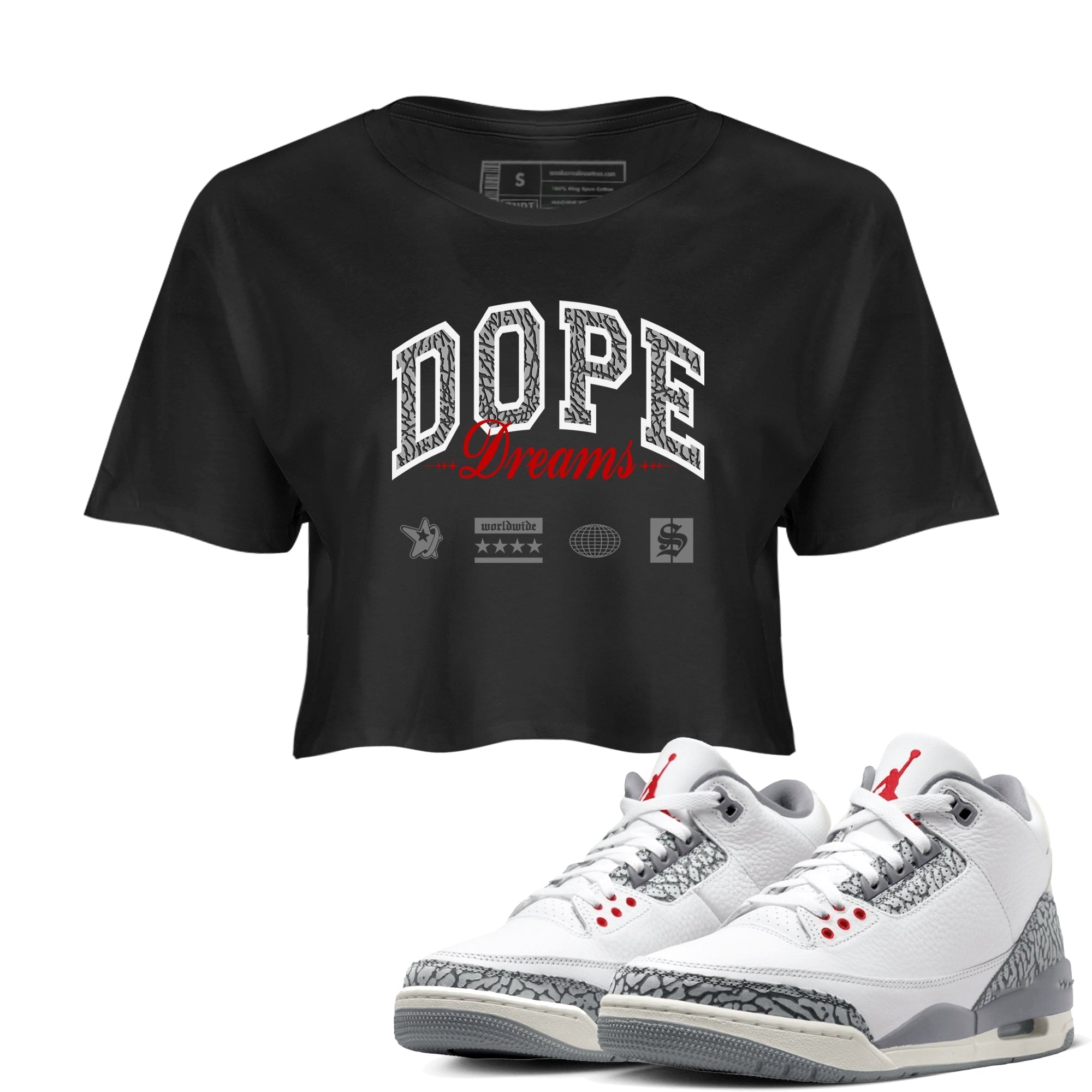 Dope Dreams snkmatch Women's Top - Air Jordan 3 Cement Grey