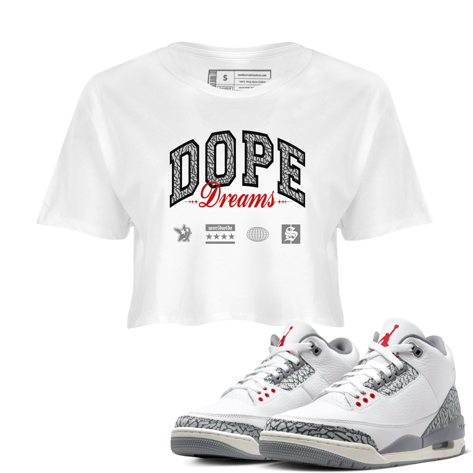 Dope Dreams snkmatch Women's Top - Air Jordan 3 Cement Grey