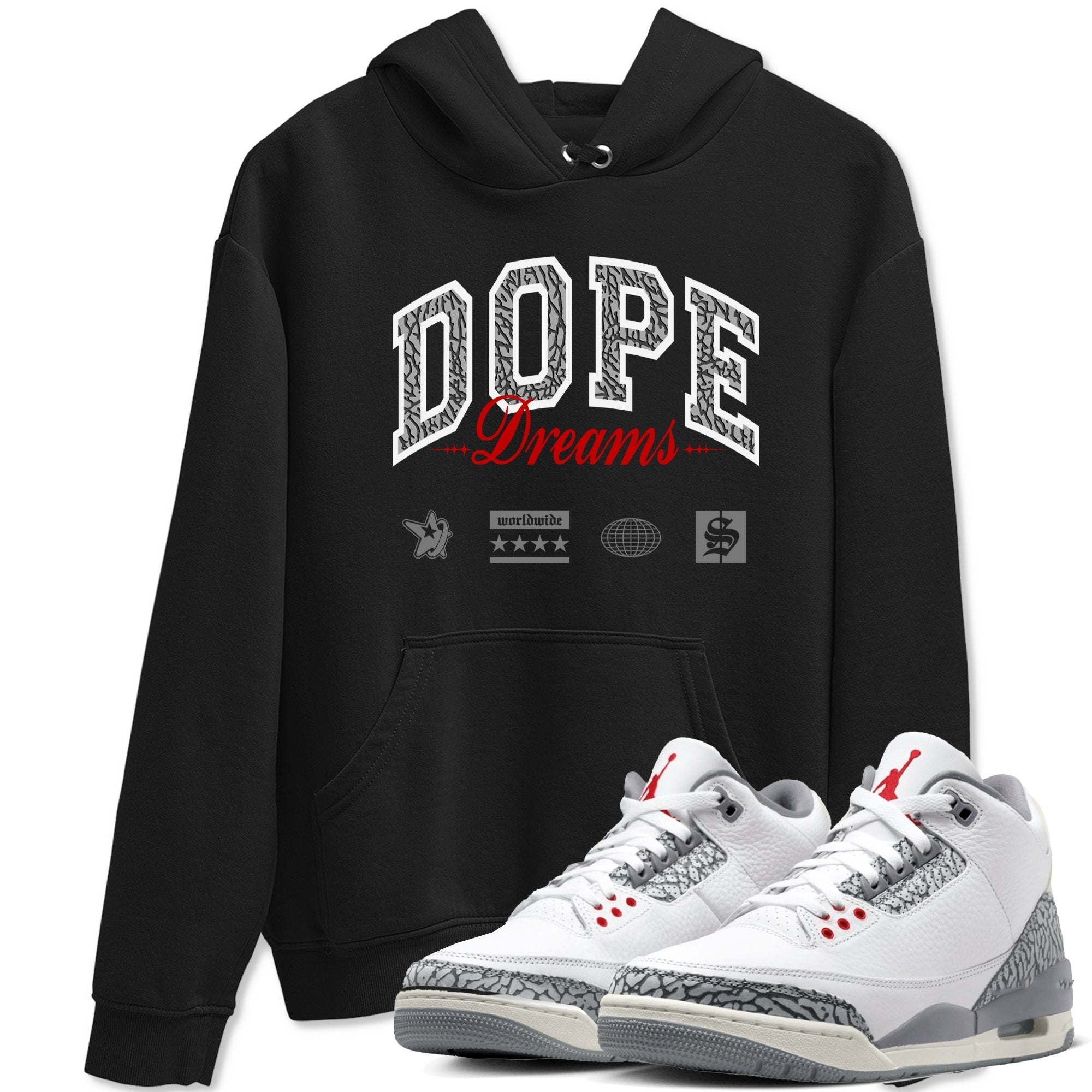 Dope Dreams snkmatch Tees - Air Jordan 3 Cement Grey