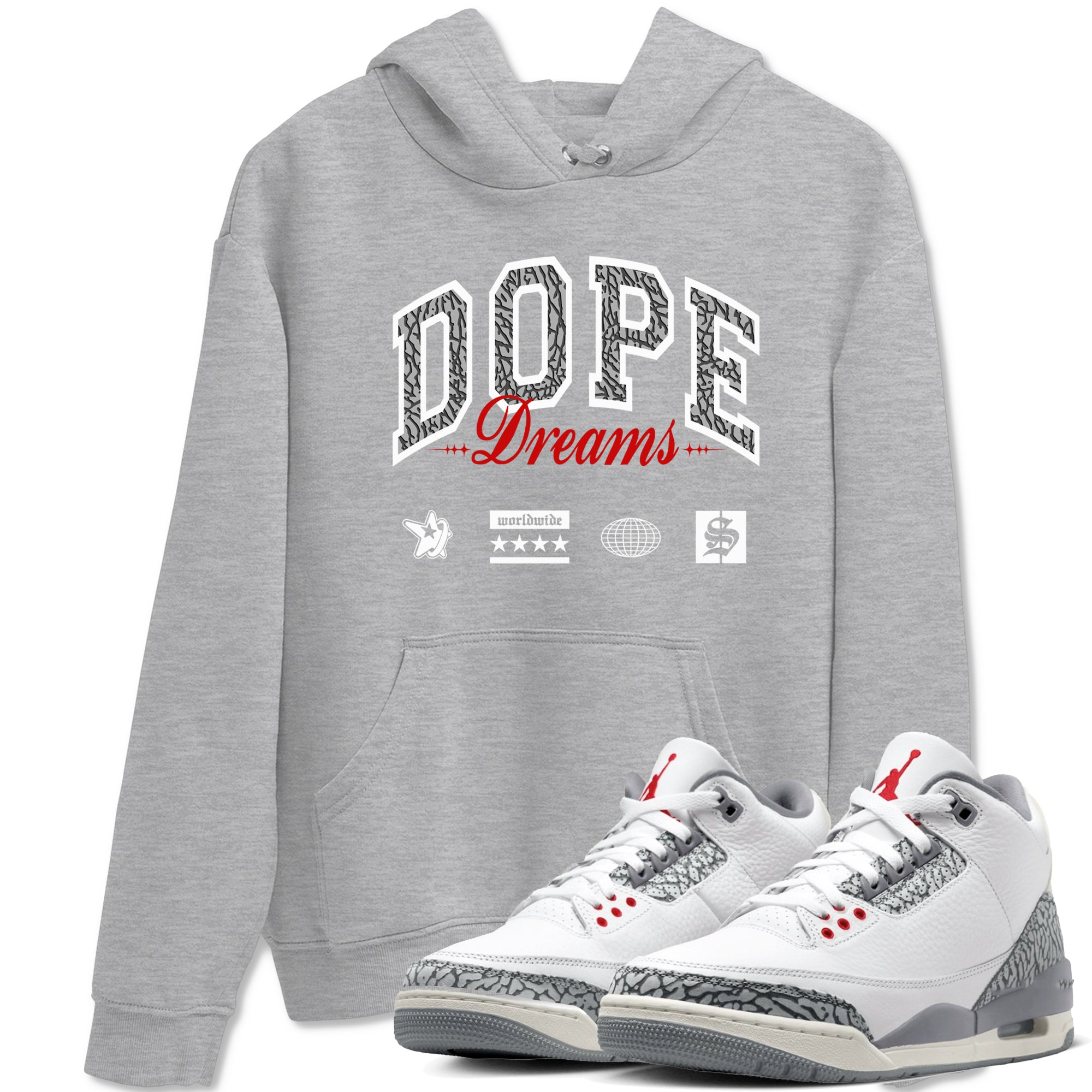 Dope Dreams snkmatch Tees - Air Jordan 3 Cement Grey