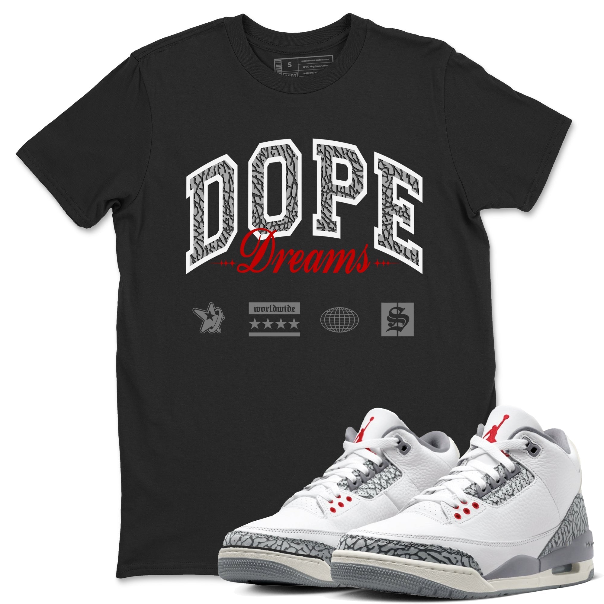 Dope Dreams snkmatch Tees - Air Jordan 3 Cement Grey