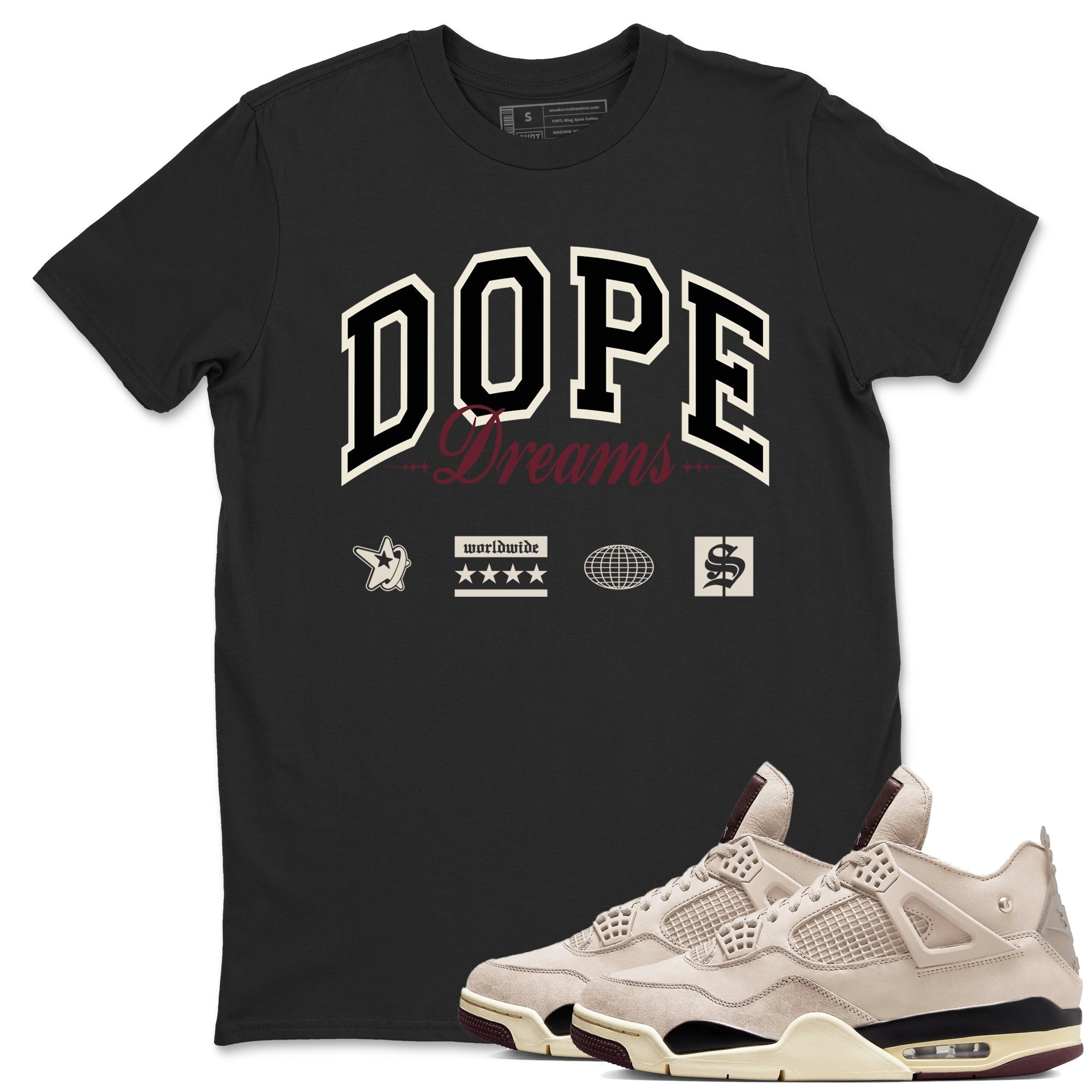 Dope Dreams snkmatch Tees - Air Jordan 4 A Ma Maniere x Fossil Stone