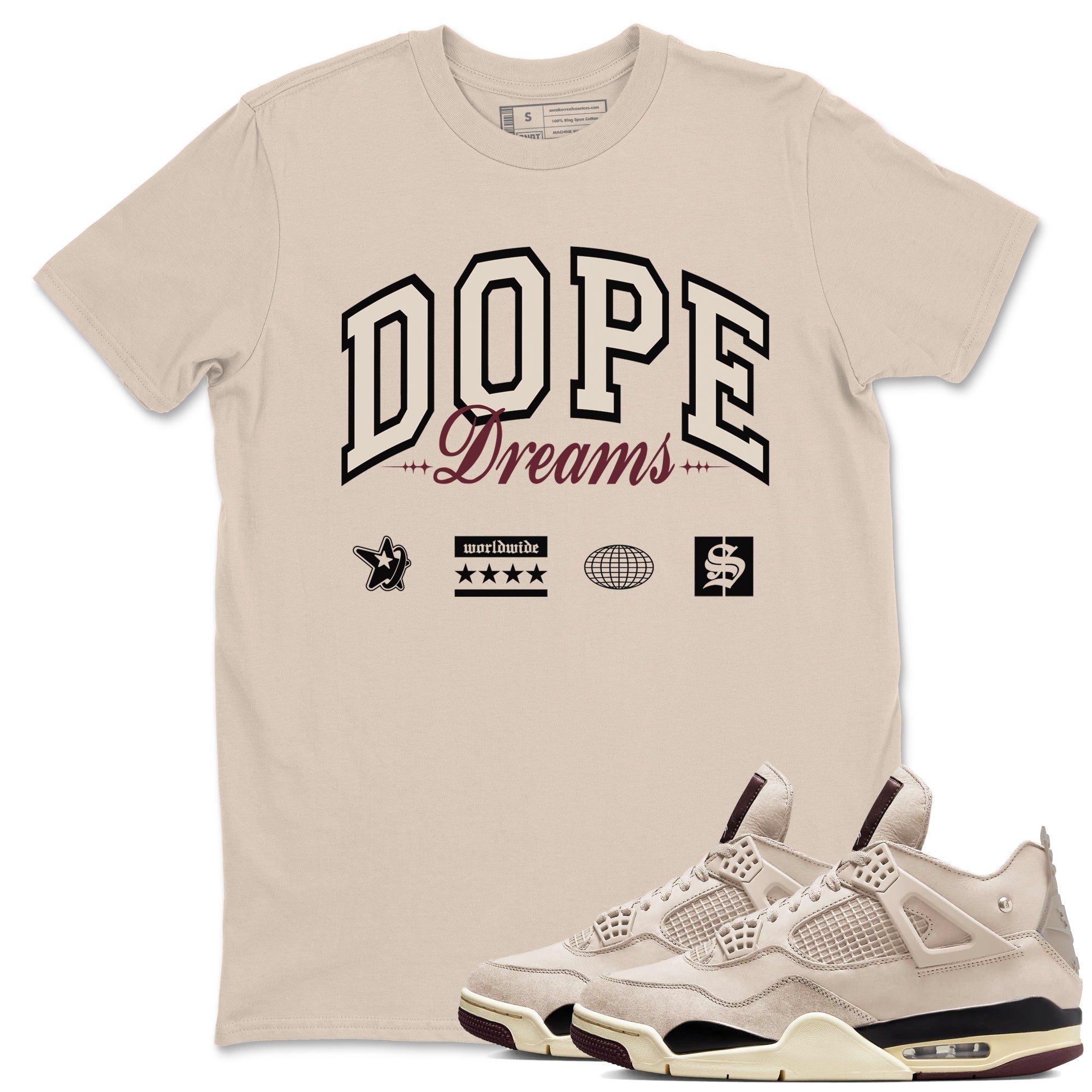 Dope Dreams snkmatch Tees - Air Jordan 4 A Ma Maniere x Fossil Stone