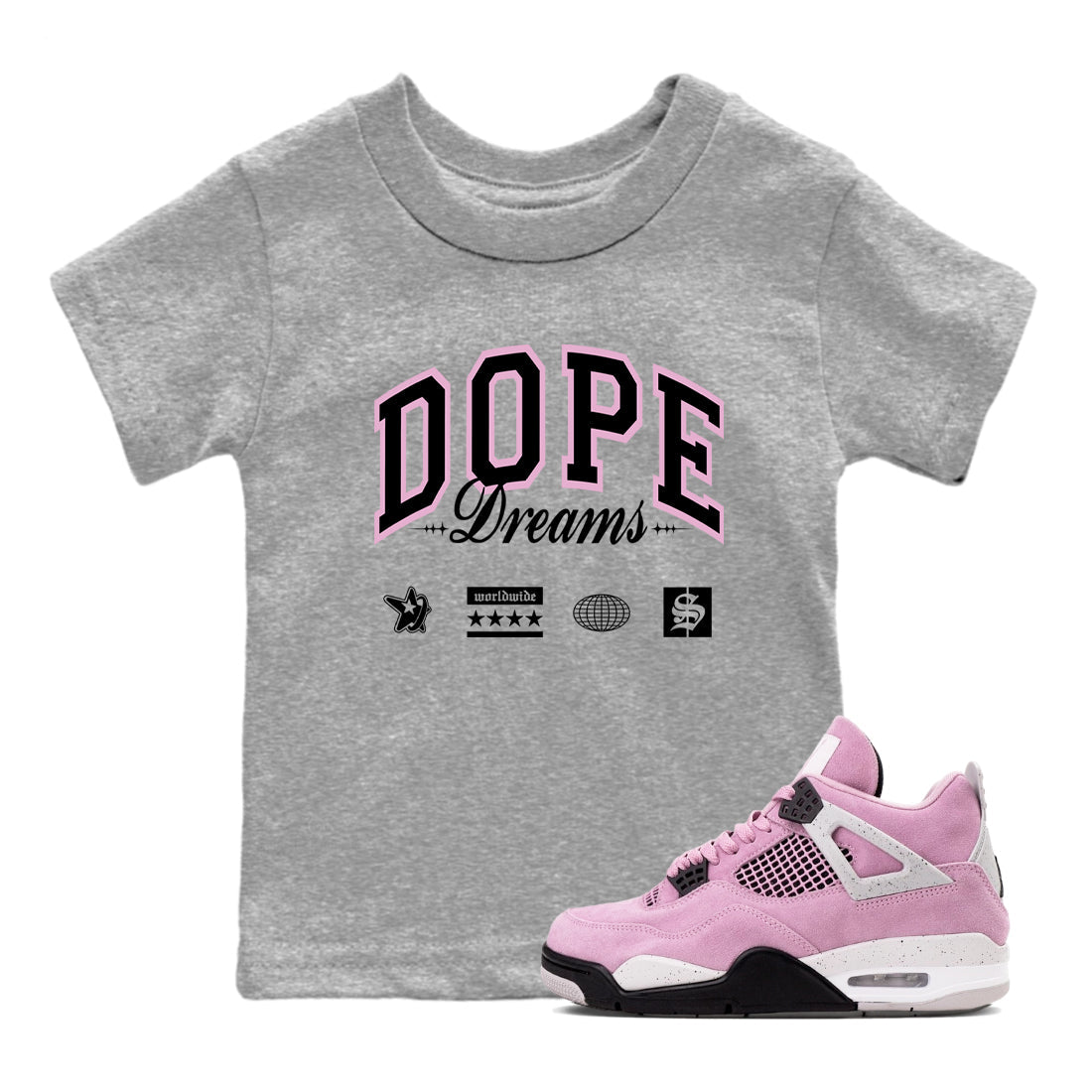 Dope Dreams snkmatch Tees Kids - Air Jordan 4 Orchid