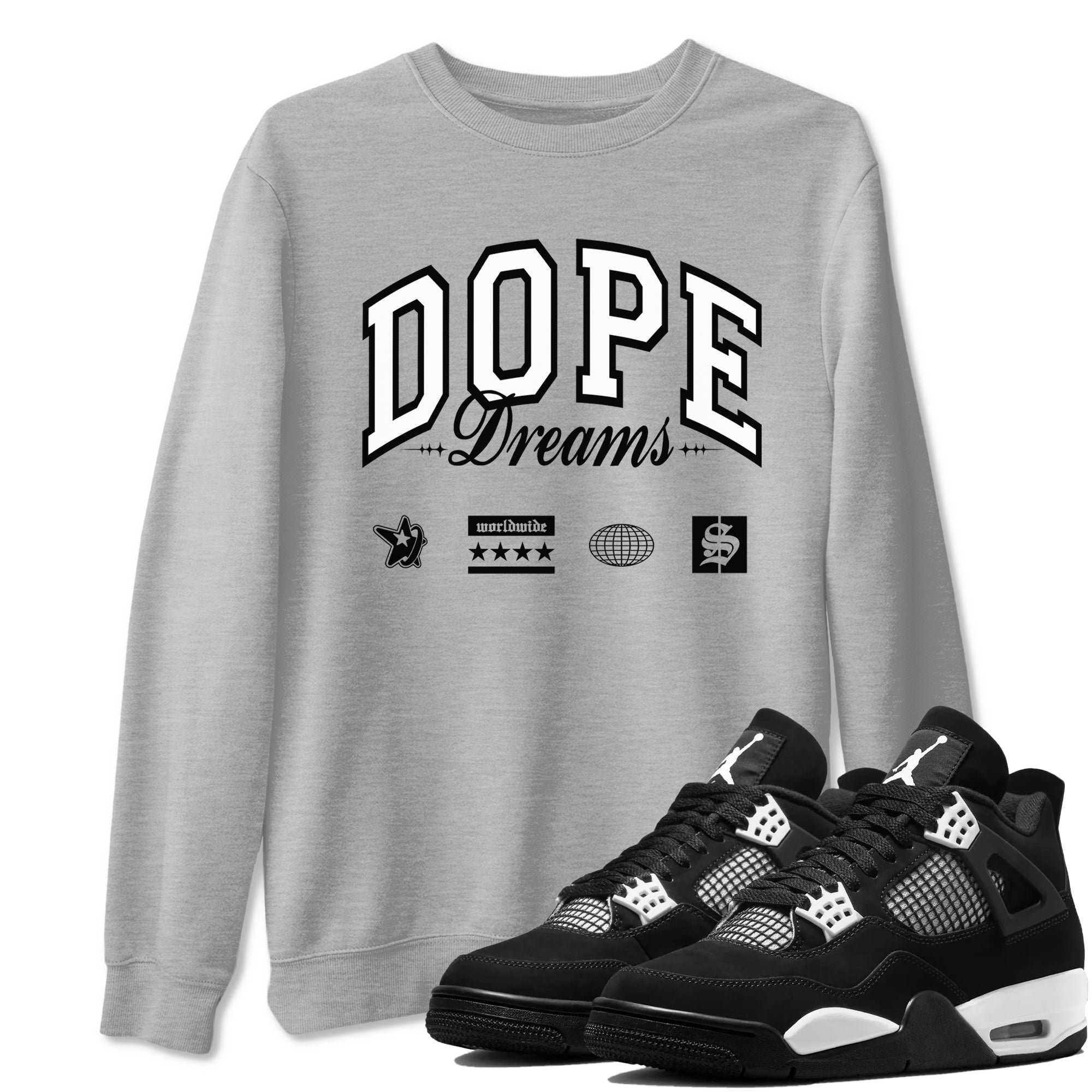 Dope Dreams snkmatch Tees - Air Jordan 4 White Thunder