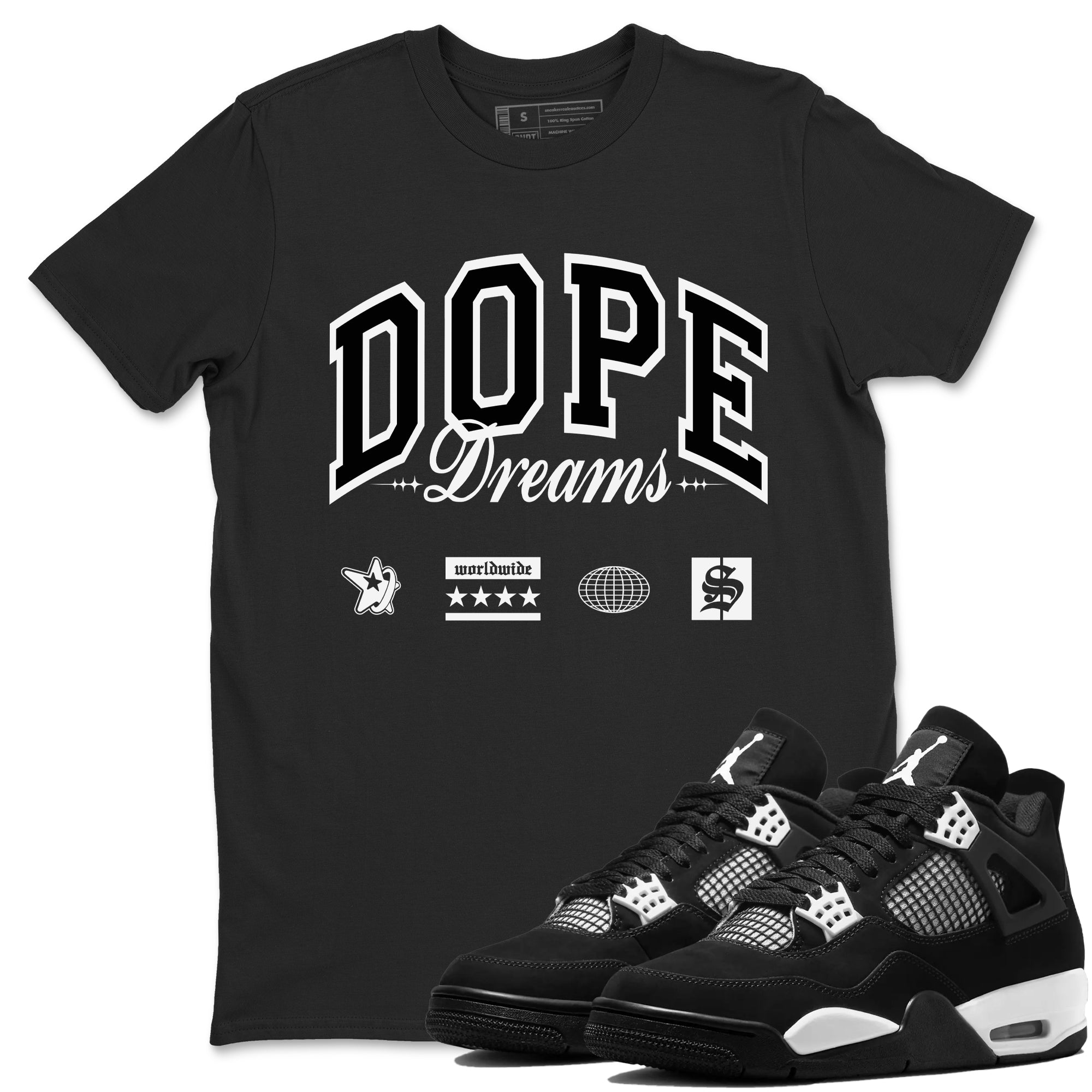 Dope Dreams snkmatch Tees - Air Jordan 4 White Thunder