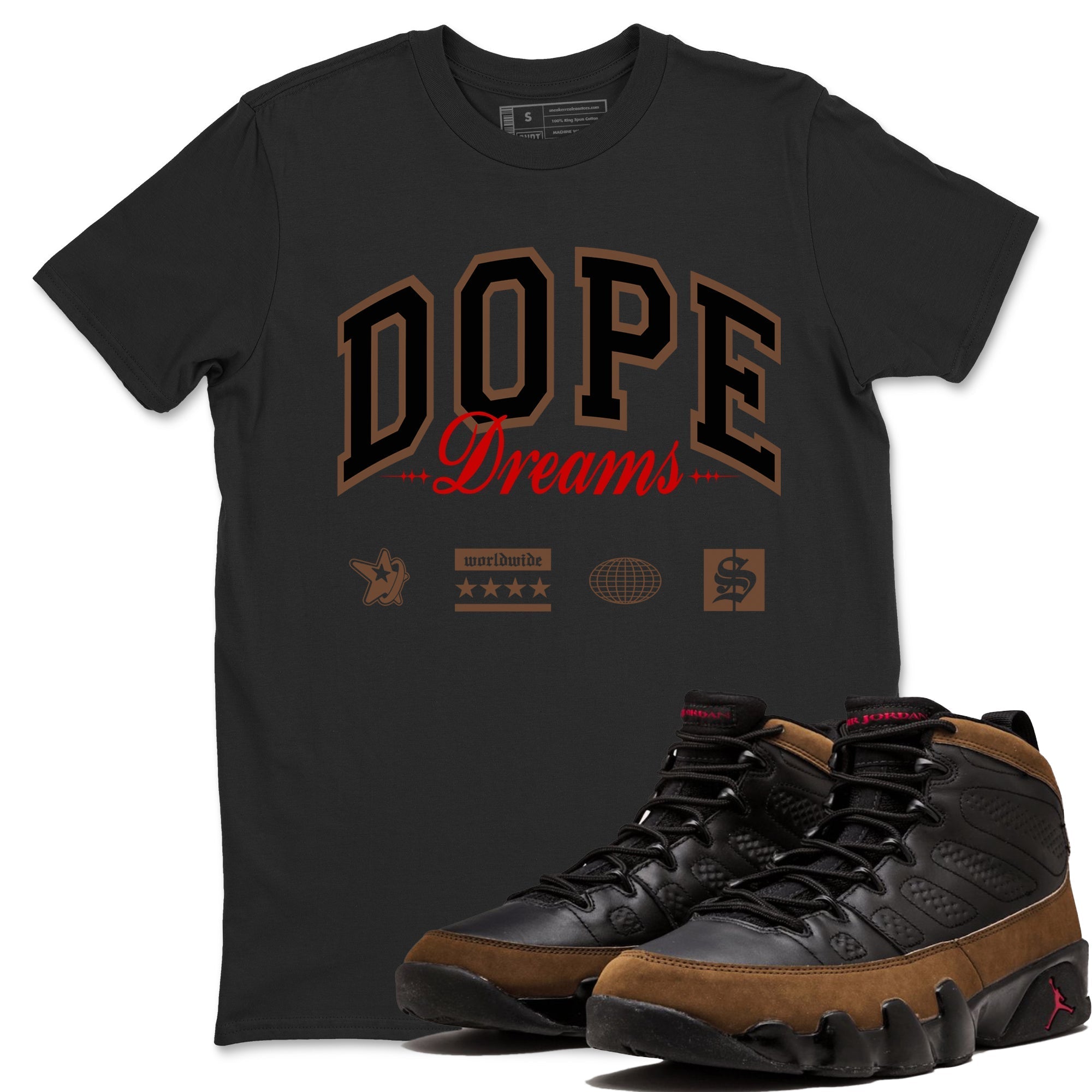 Dope Dreams snkmatch Tees - Air Jordan 9 Olive