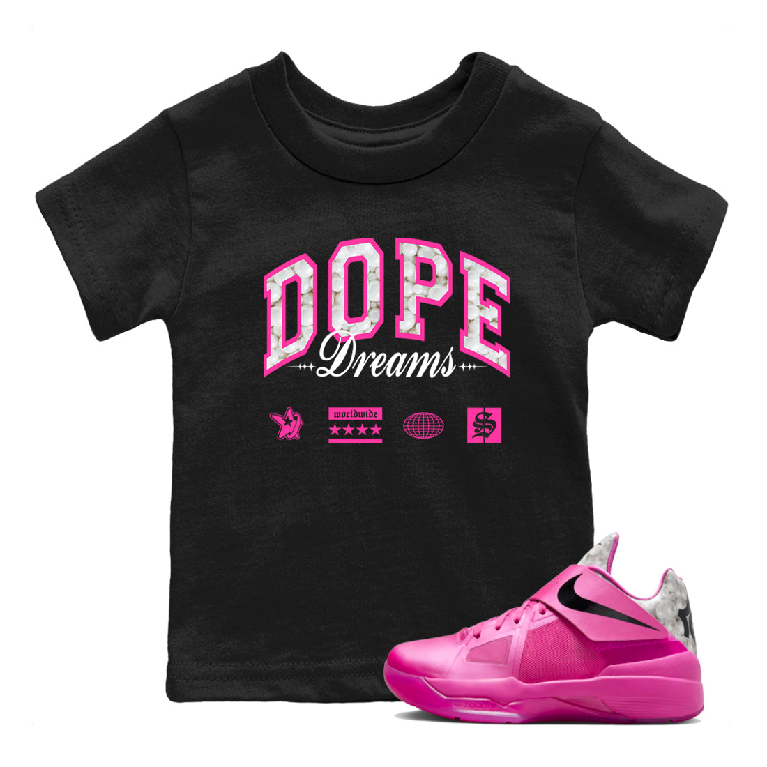 Dope Dreams snkmatch Tees Kids - Nike KD 4 Aunt Pearl