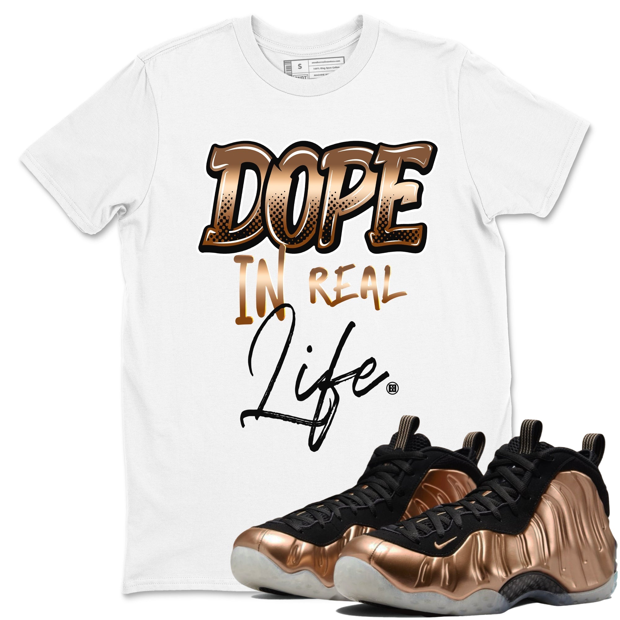 Dope In Real Life snkmatch Tees - Air Foamposite One Metallic Copper