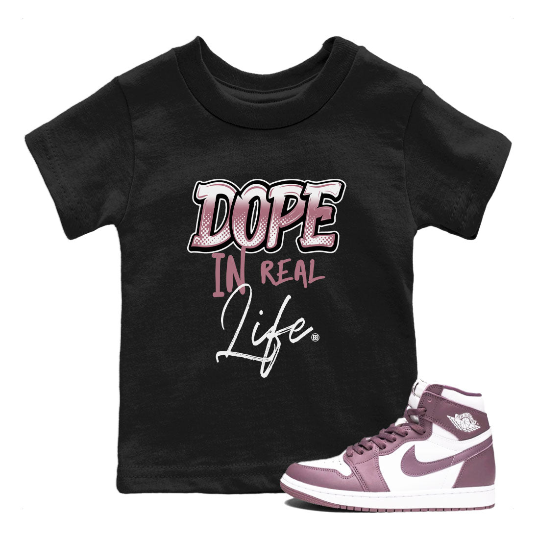 Dope In Real Life snkmatch Tee Kids - Air Jordan 1 Mauve