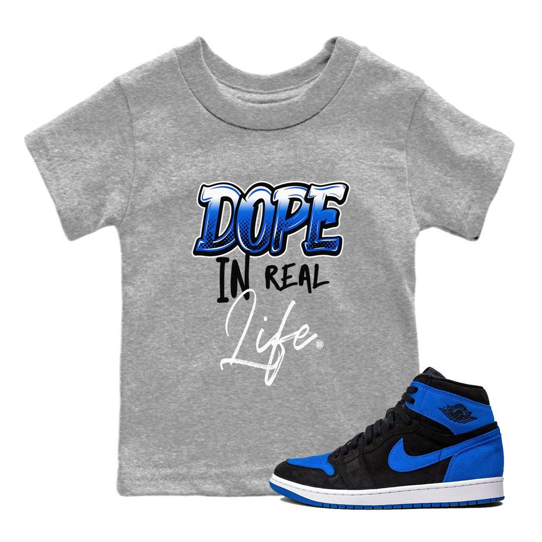 Dope In Real Life snkmatch Tee Kids - Air Jordan 1 Royal Reimagined