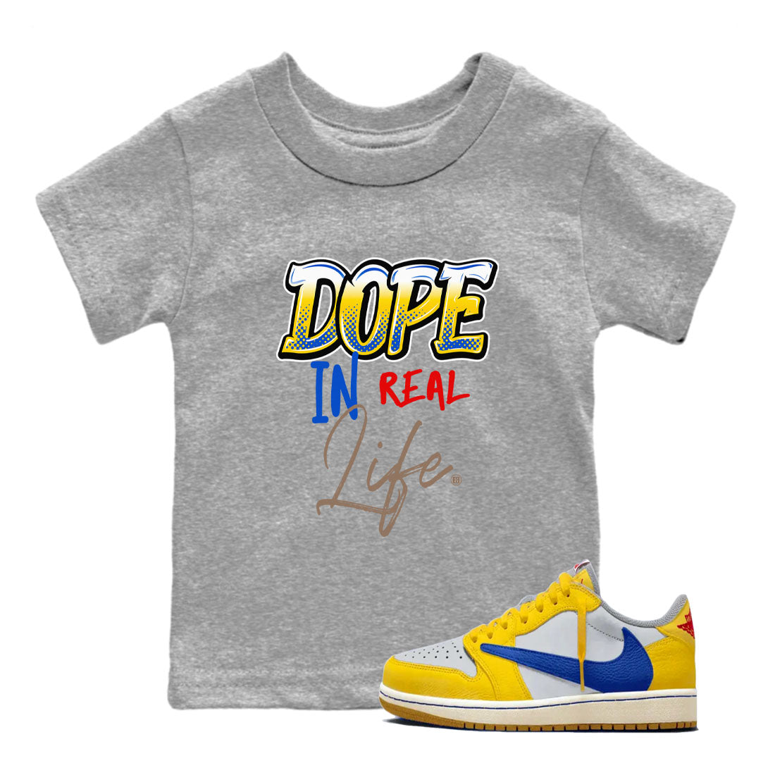 Dope In Real Life snkmatch Tees Kids - Air Jordan 1 Travis Scott Canary