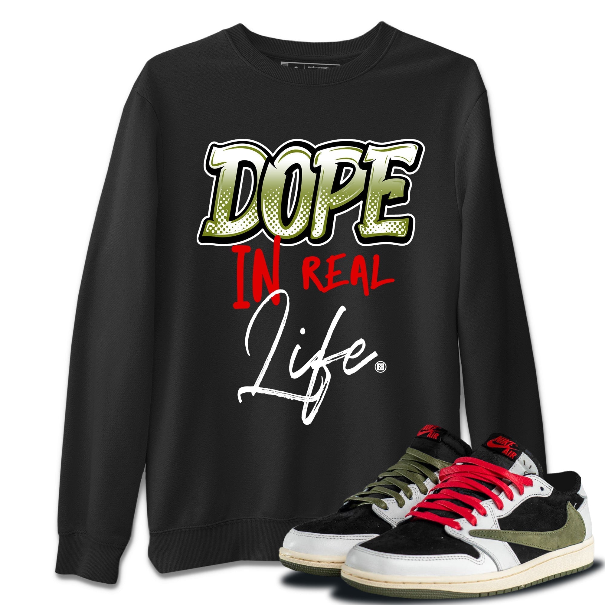 Dope In Real Life Unisex Tops - Air Jordan 1 Travis Scott Olive