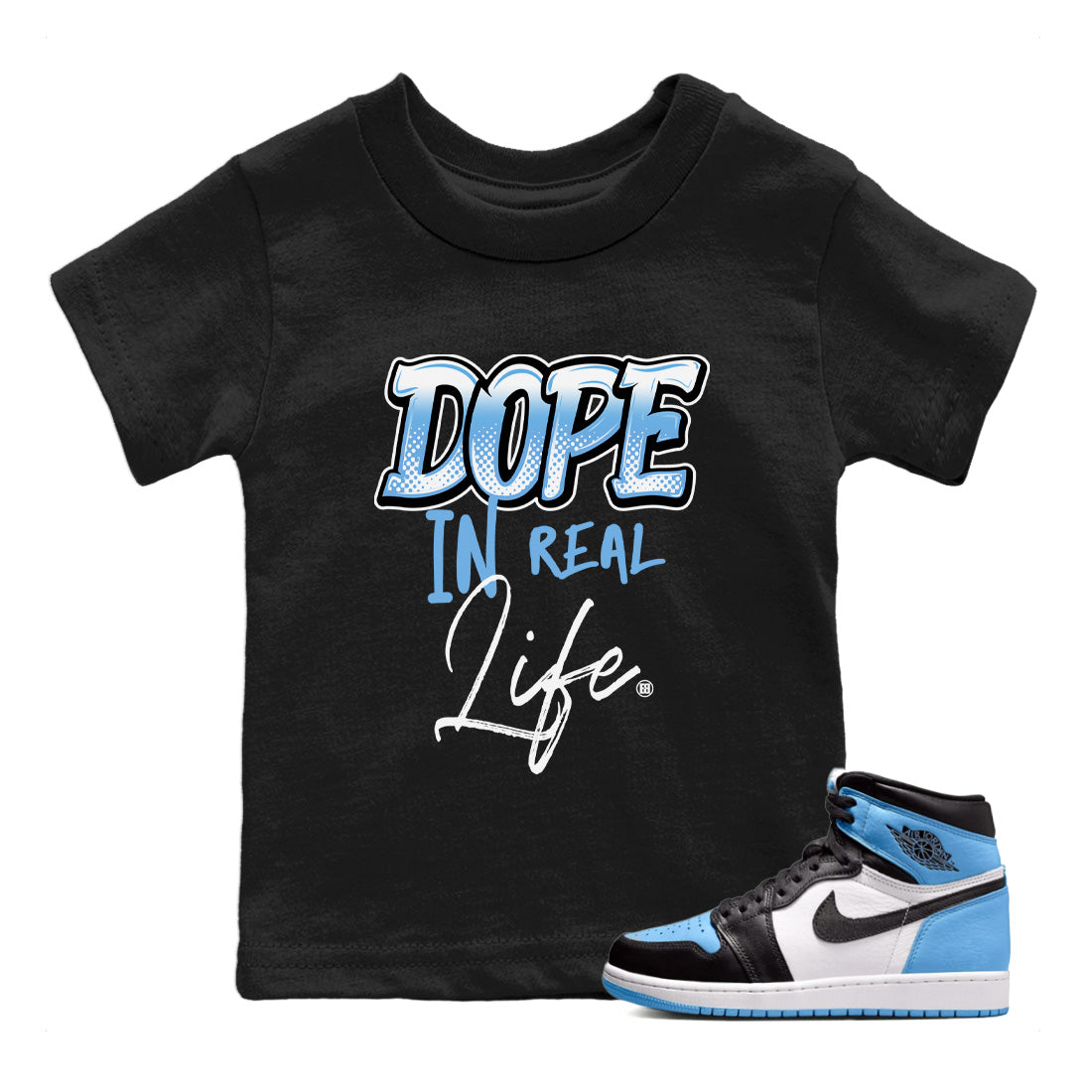 Dope In Real Life Kids Tops - Air Jordan 1 UNC Toe