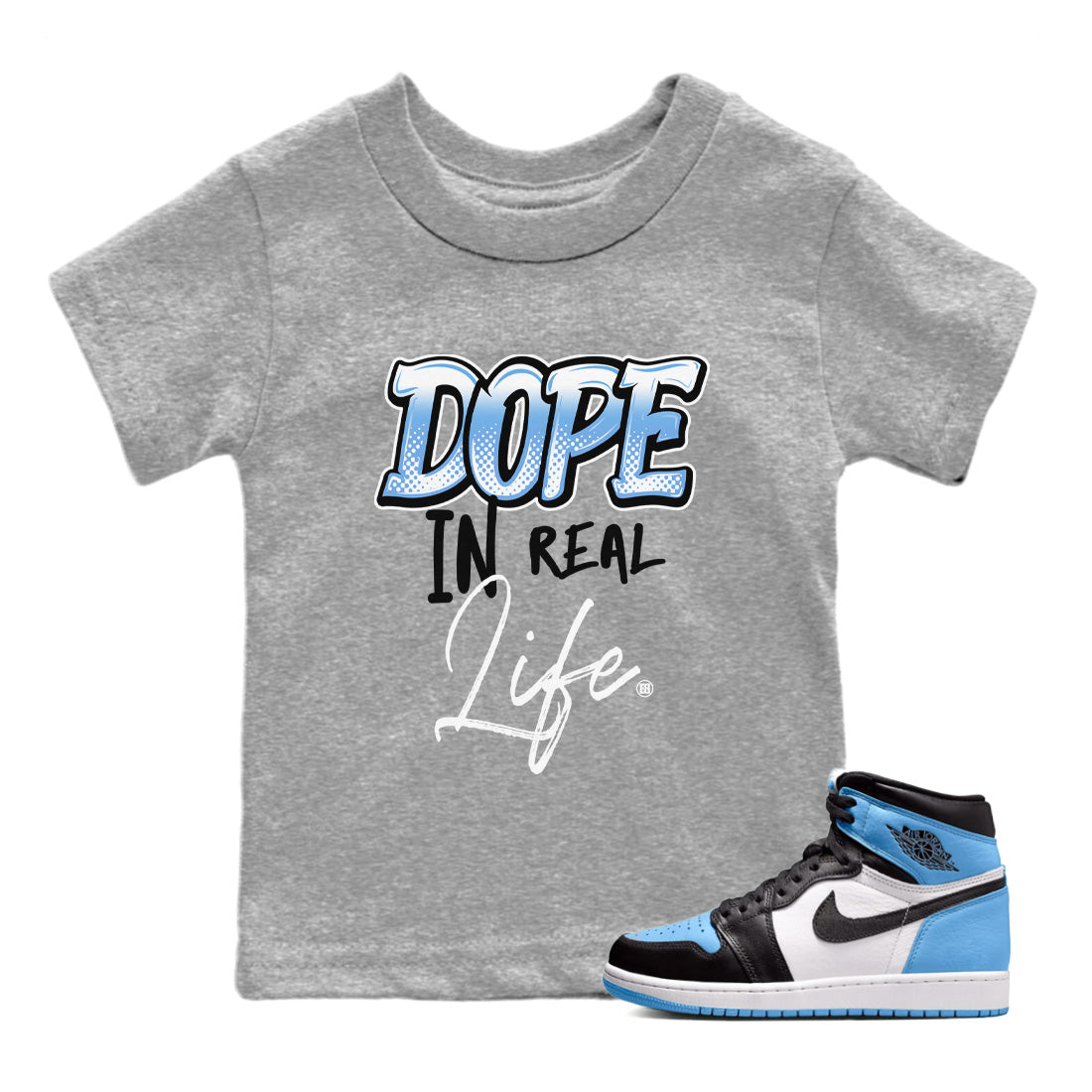 Dope In Real Life Kids Tops - Air Jordan 1 UNC Toe