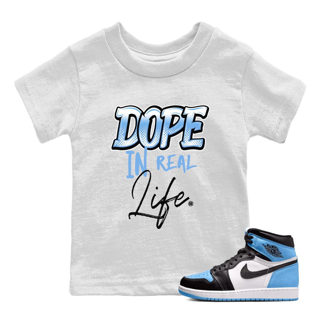 Dope In Real Life Kids Tops - Air Jordan 1 UNC Toe