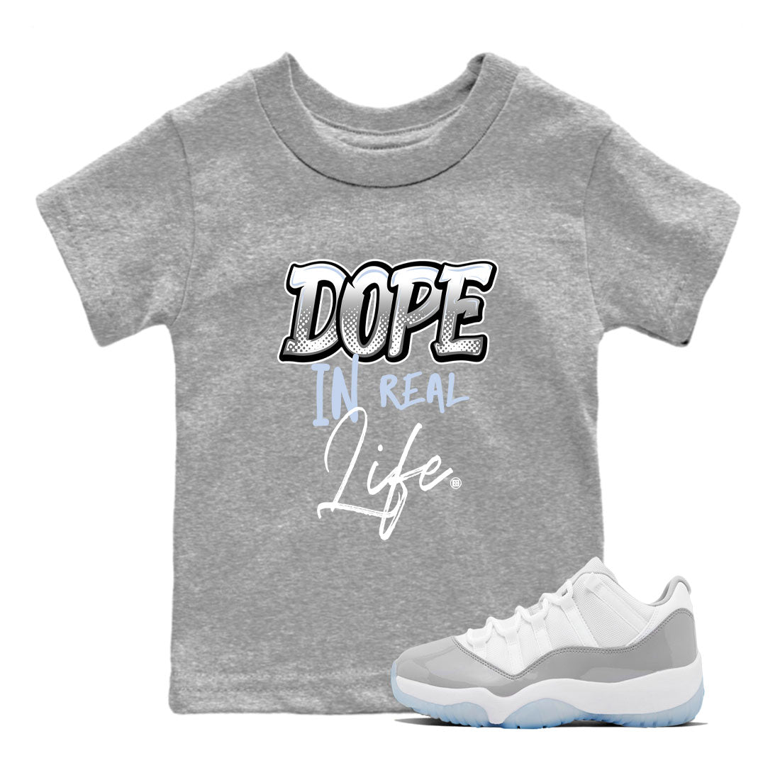 Dope In Real Life snkmatch Tees Kids - Air Jordan 11 Cool Grey