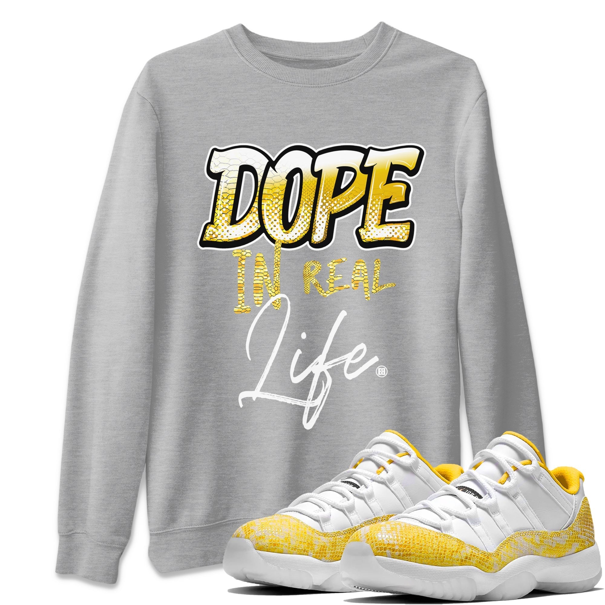 Dope In Real Life Unisex Tops - Air Jordan 11 Yellow Python