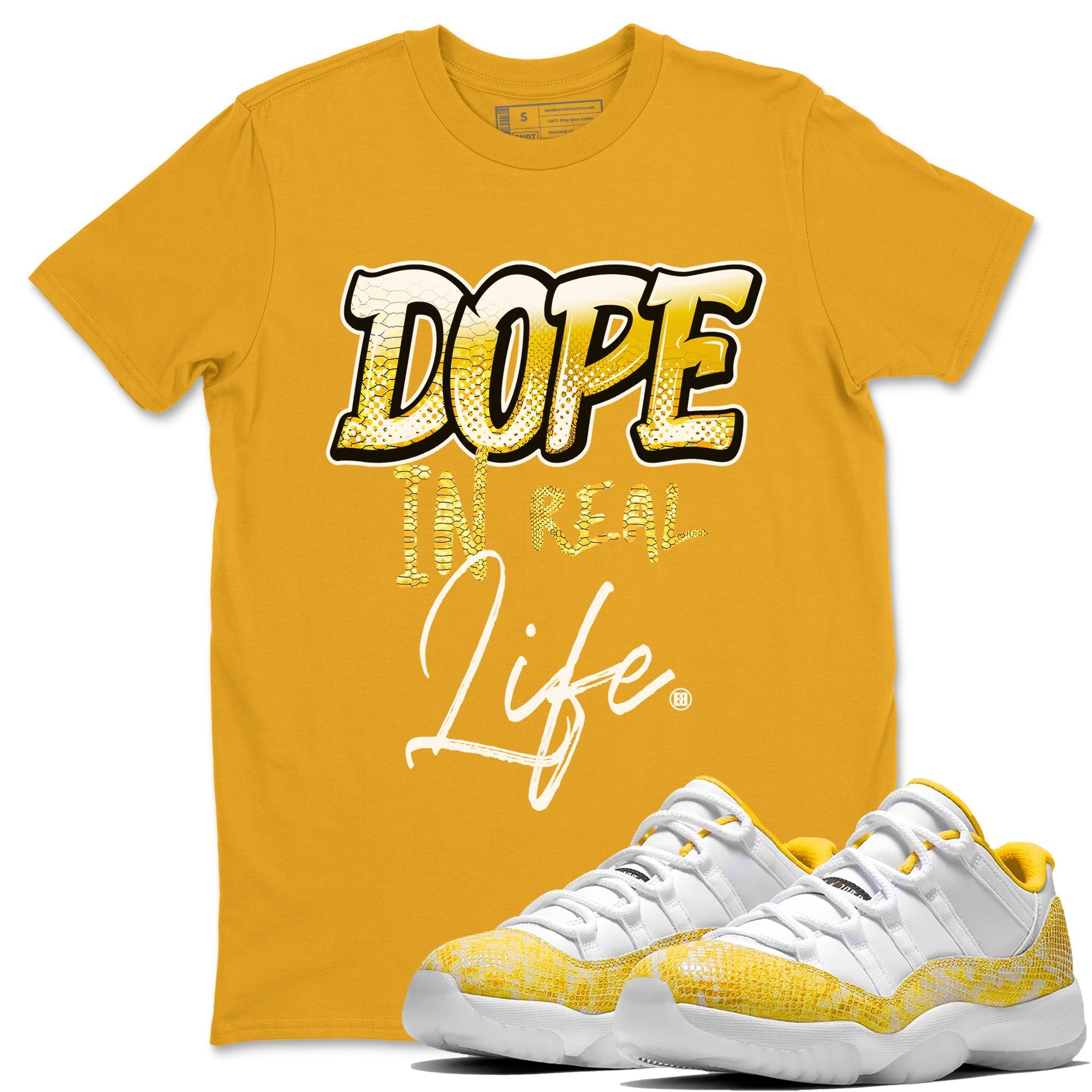 Dope In Real Life Unisex Tops - Air Jordan 11 Yellow Python