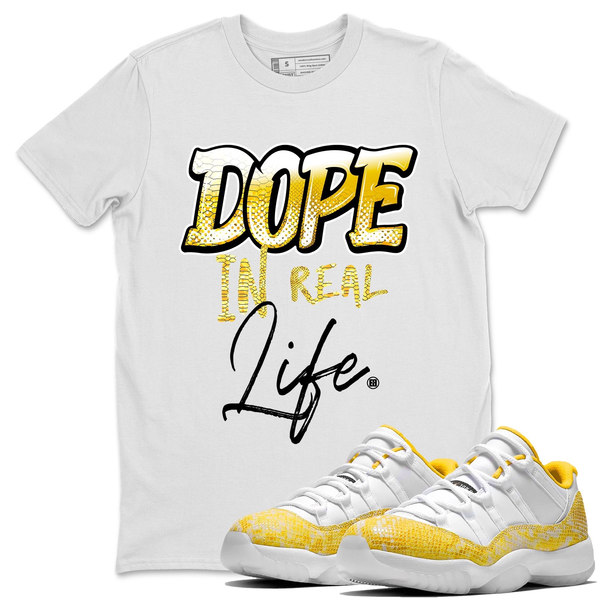 Dope In Real Life Unisex Tops - Air Jordan 11 Yellow Python