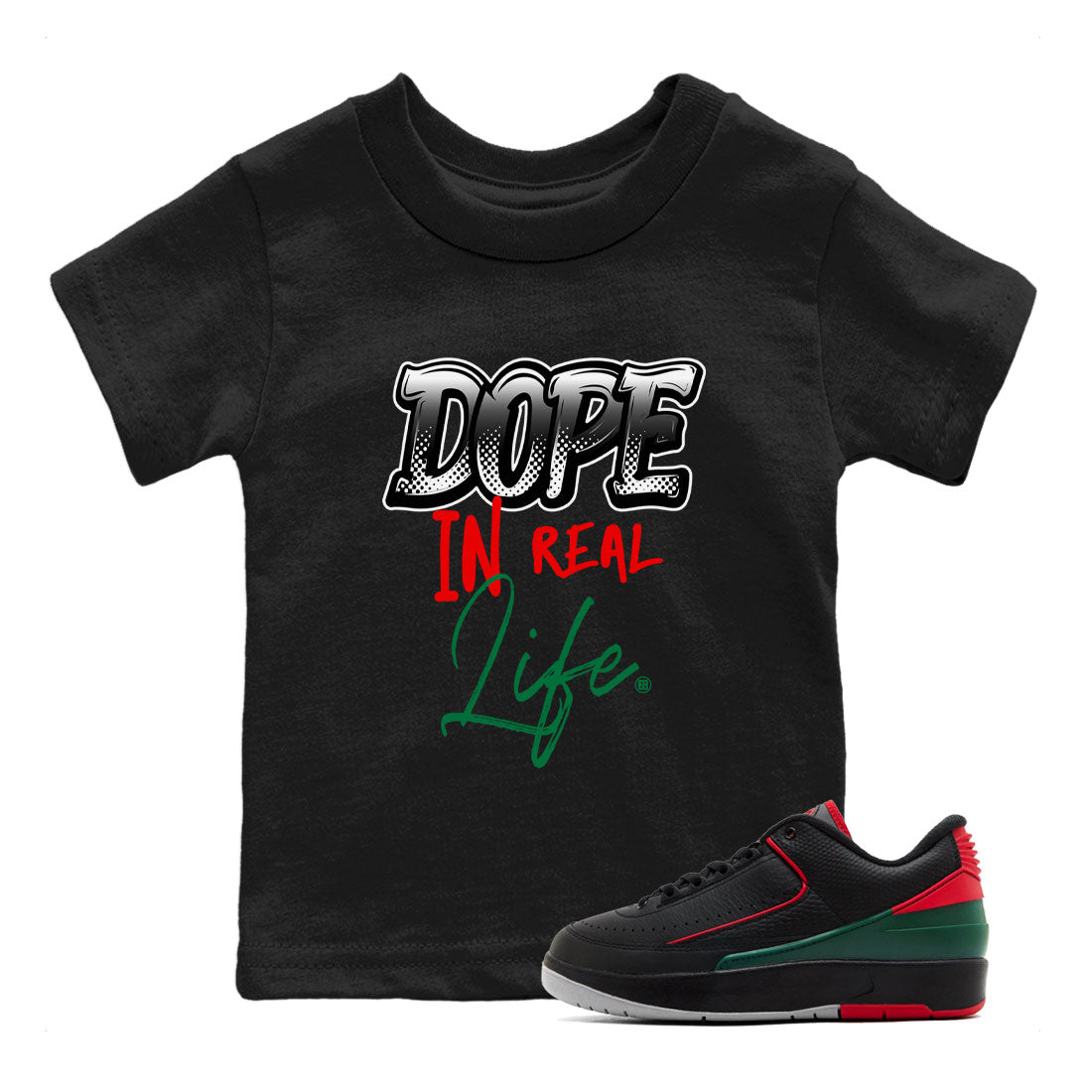Dope In Real Life snkmatch Tee Kids - Air Jordan 2 Christmas