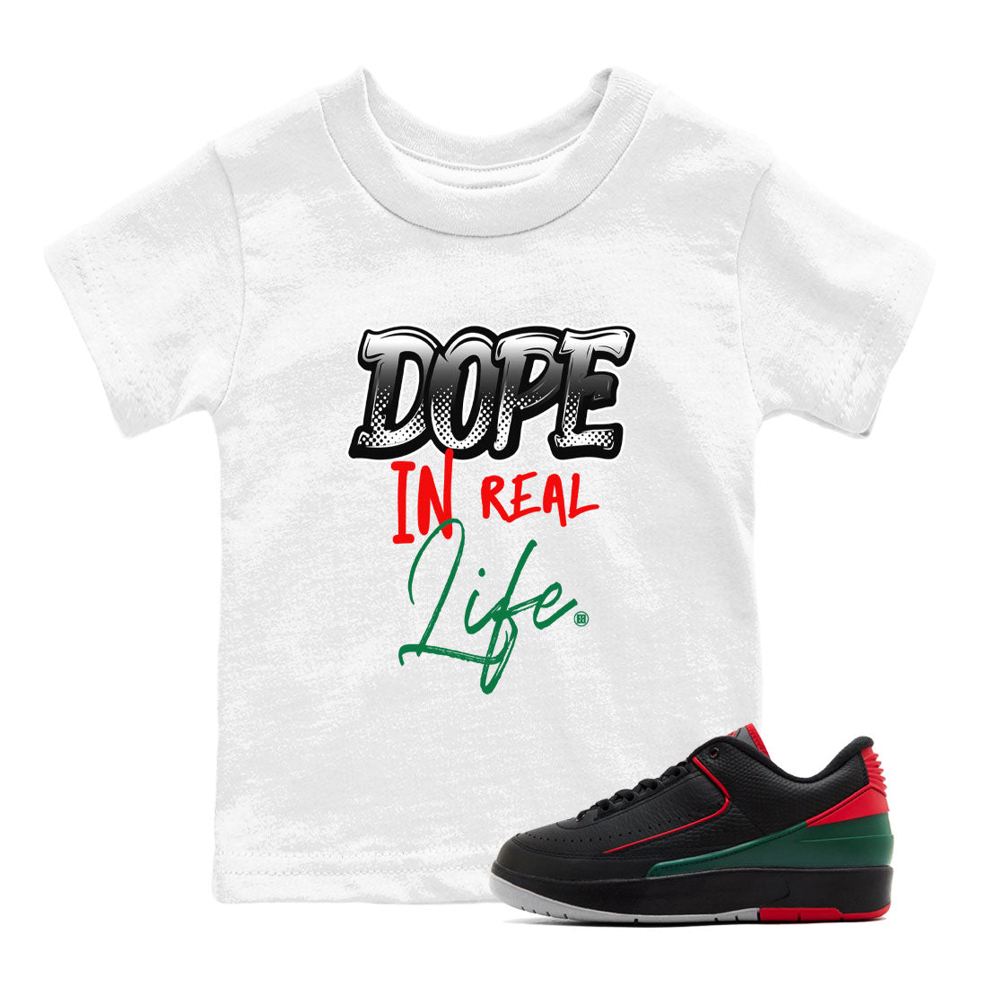 Dope In Real Life snkmatch Tee Kids - Air Jordan 2 Christmas