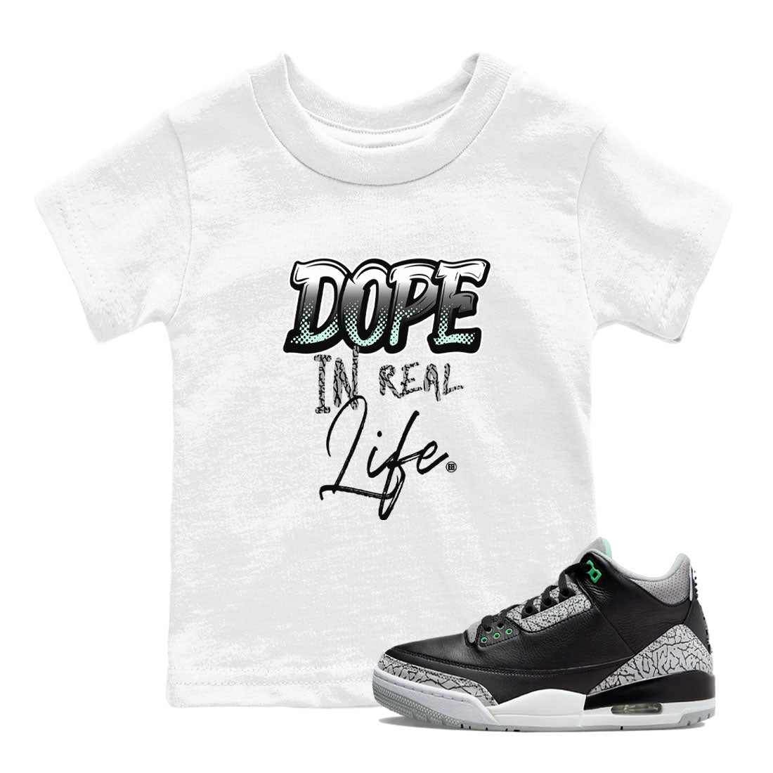 Dope In Real Life snkmatch Tees Kids - Air Jordan 3 Green Glow